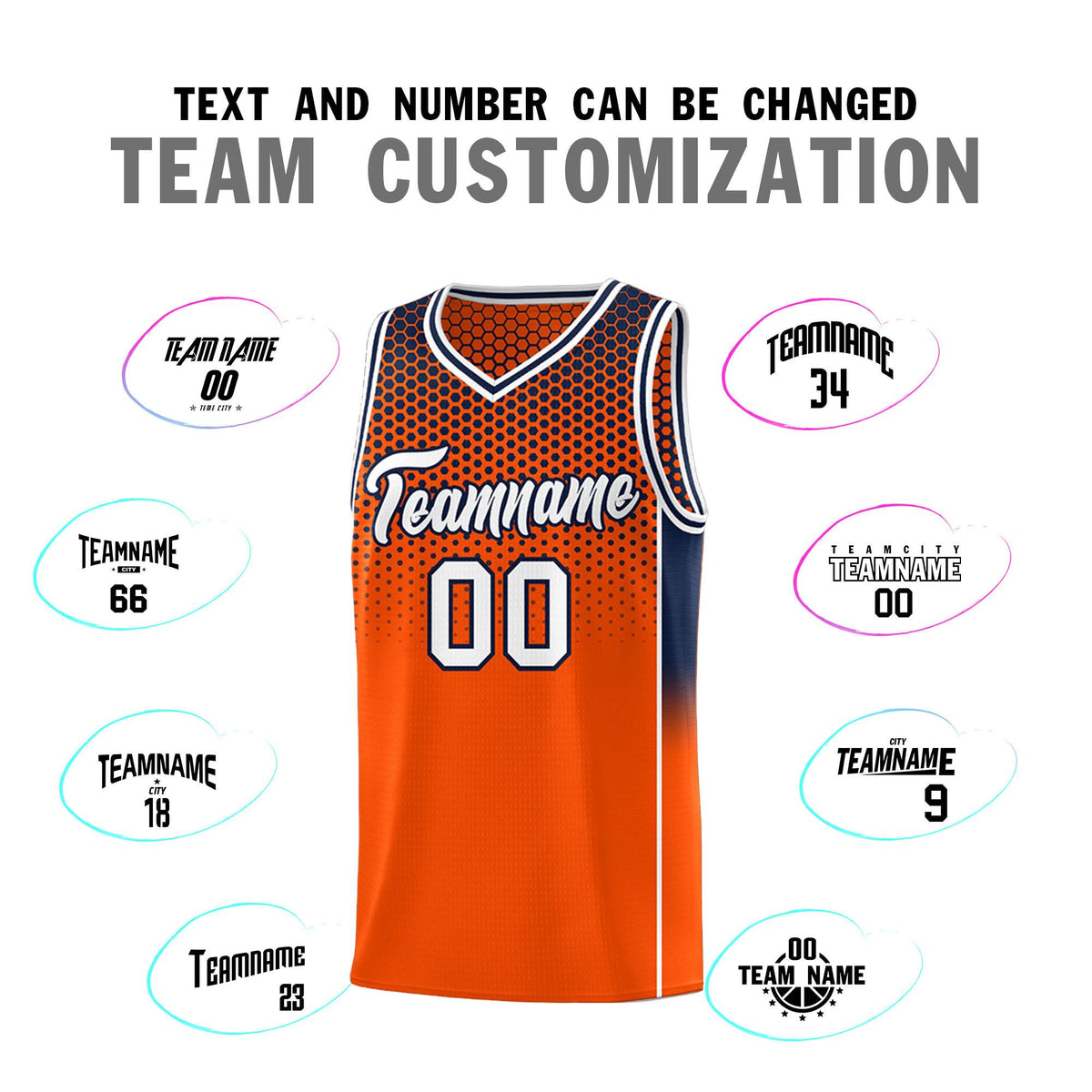 Custom Orange Navy Reversible Side Gradient Sports Uniform Dot Pattern Basketball Jersey Kits