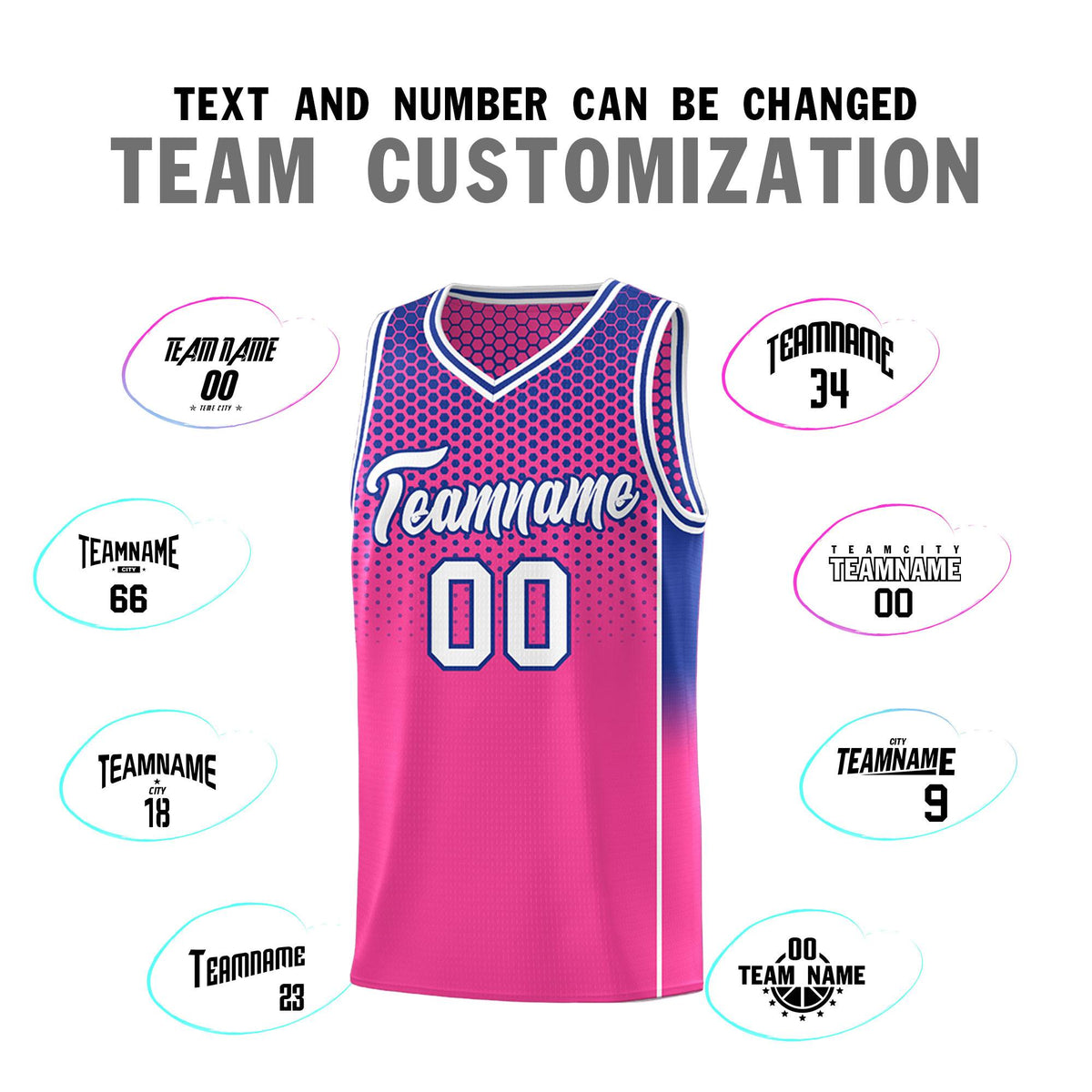 Custom Pink Royal Reversible Side Gradient Sports Uniform Dot Pattern Basketball Jersey Kits
