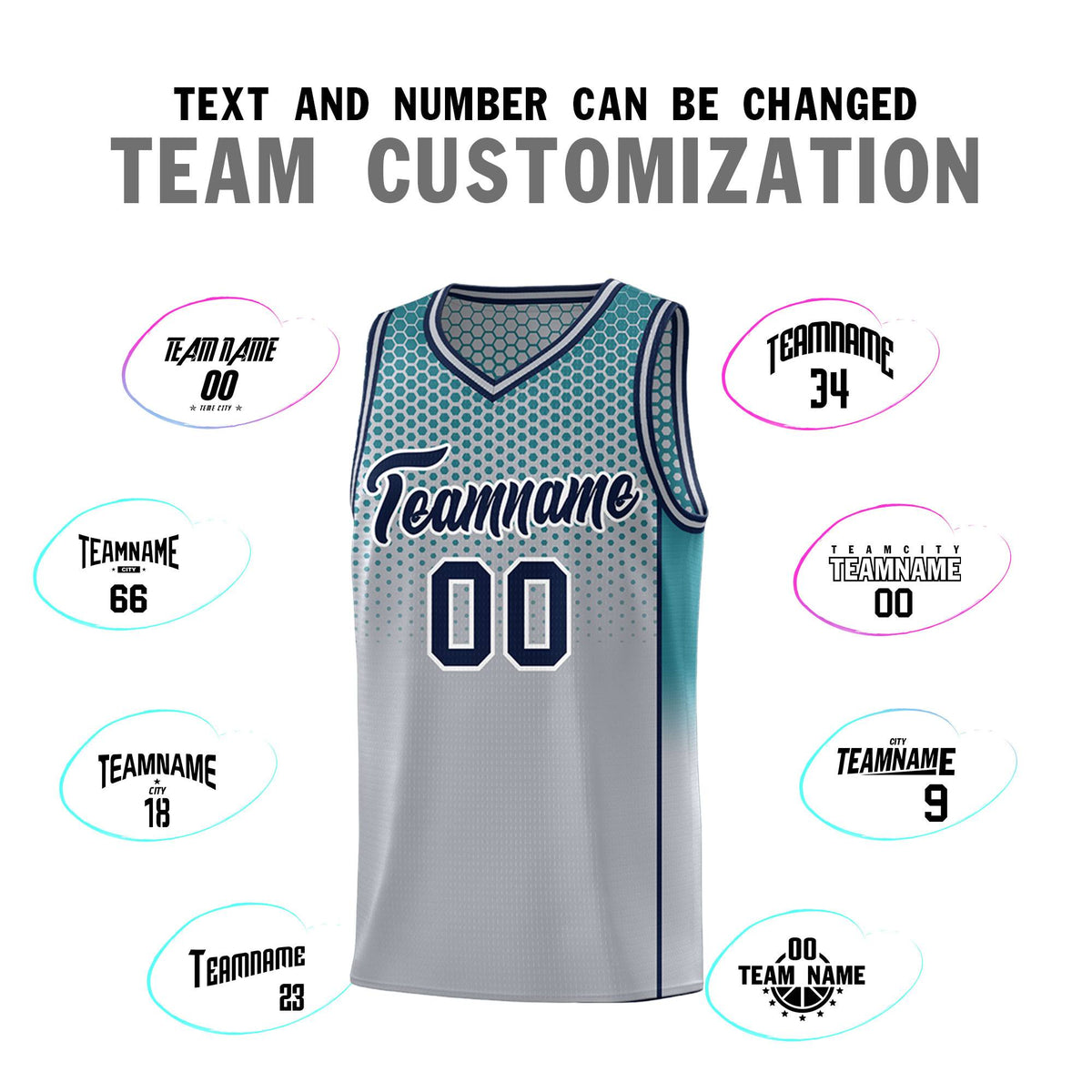 Custom Gray Aqua Reversible Side Gradient Sports Uniform Dot Pattern Basketball Jersey Kits