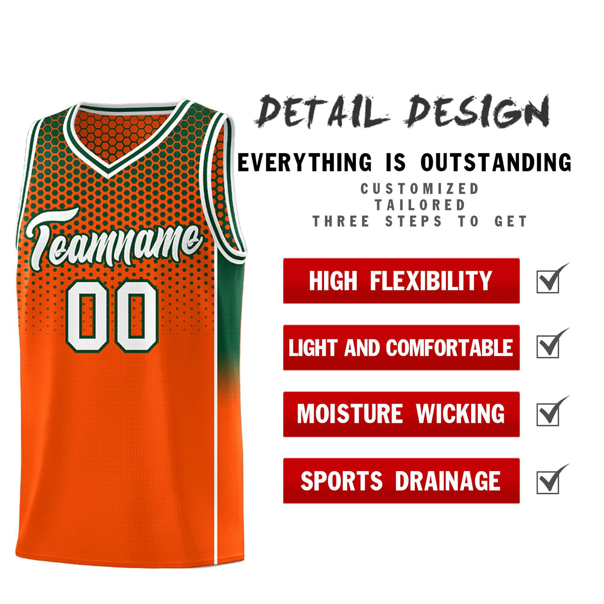 Custom Orange Green Reversible Side Gradient Sports Uniform Dot Pattern Basketball Jersey Kits
