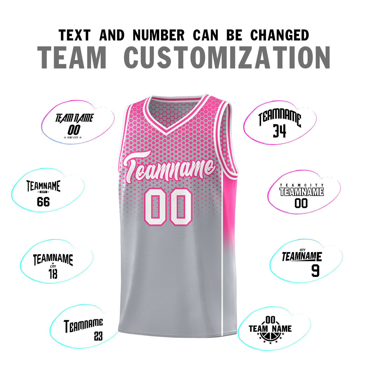 Custom Gray Pink Reversible Side Gradient Sports Uniform Dot Pattern Basketball Jersey Kits