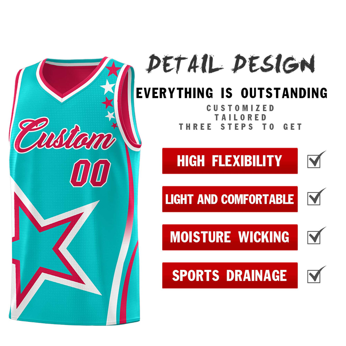 Custom Red Bright Green Reversible Color Block Start Pattern Sports Uniform Basketball Jersey Kits