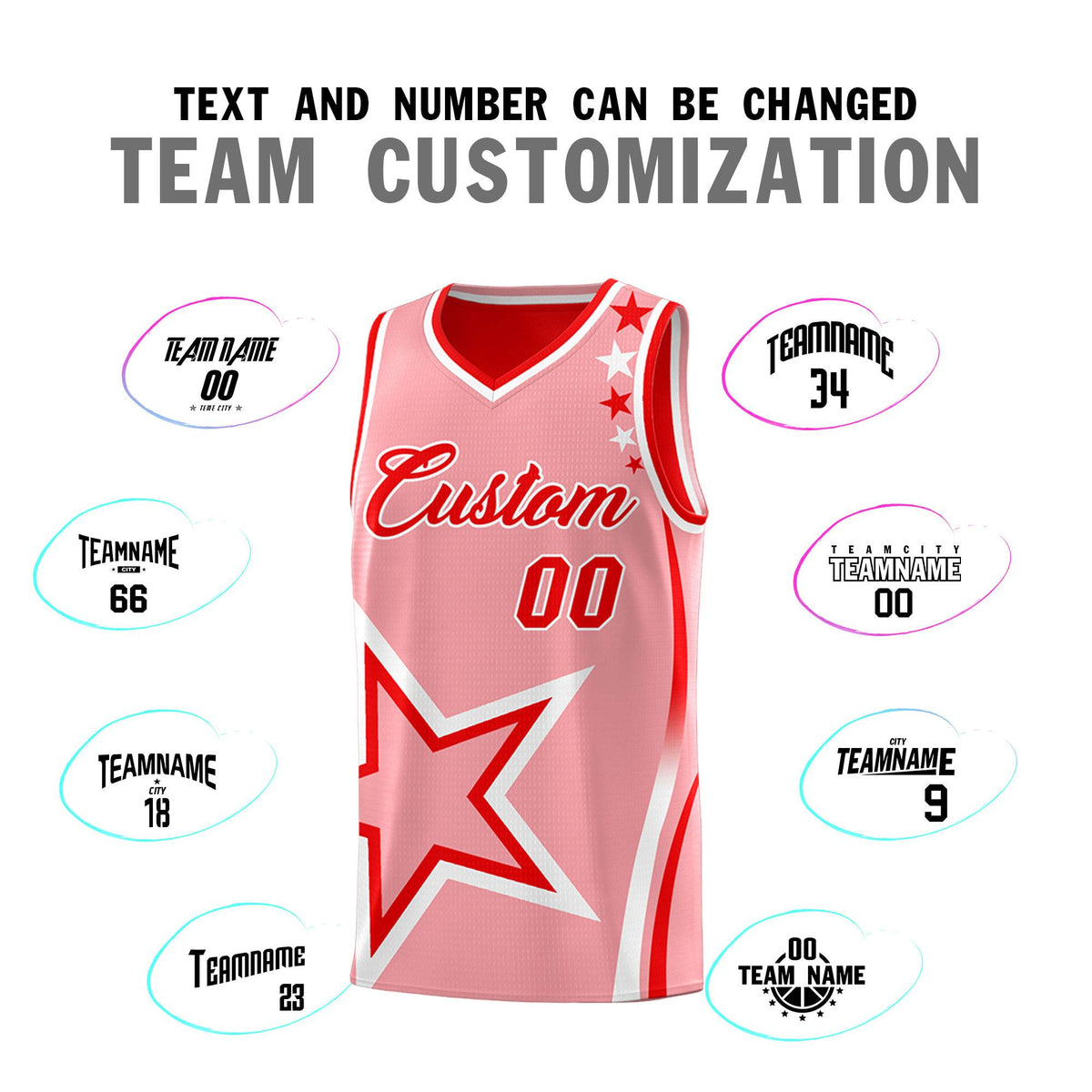 Custom Red Light Red Reversible Color Block Start Pattern Sports Uniform Basketball Jersey Kits