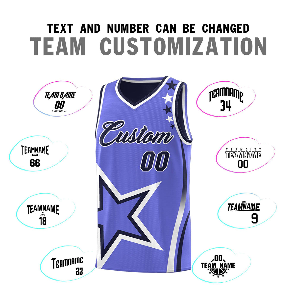 Custom Royal Purple Reversible Color Block Start Pattern Sports Uniform Basketball Jersey Kits