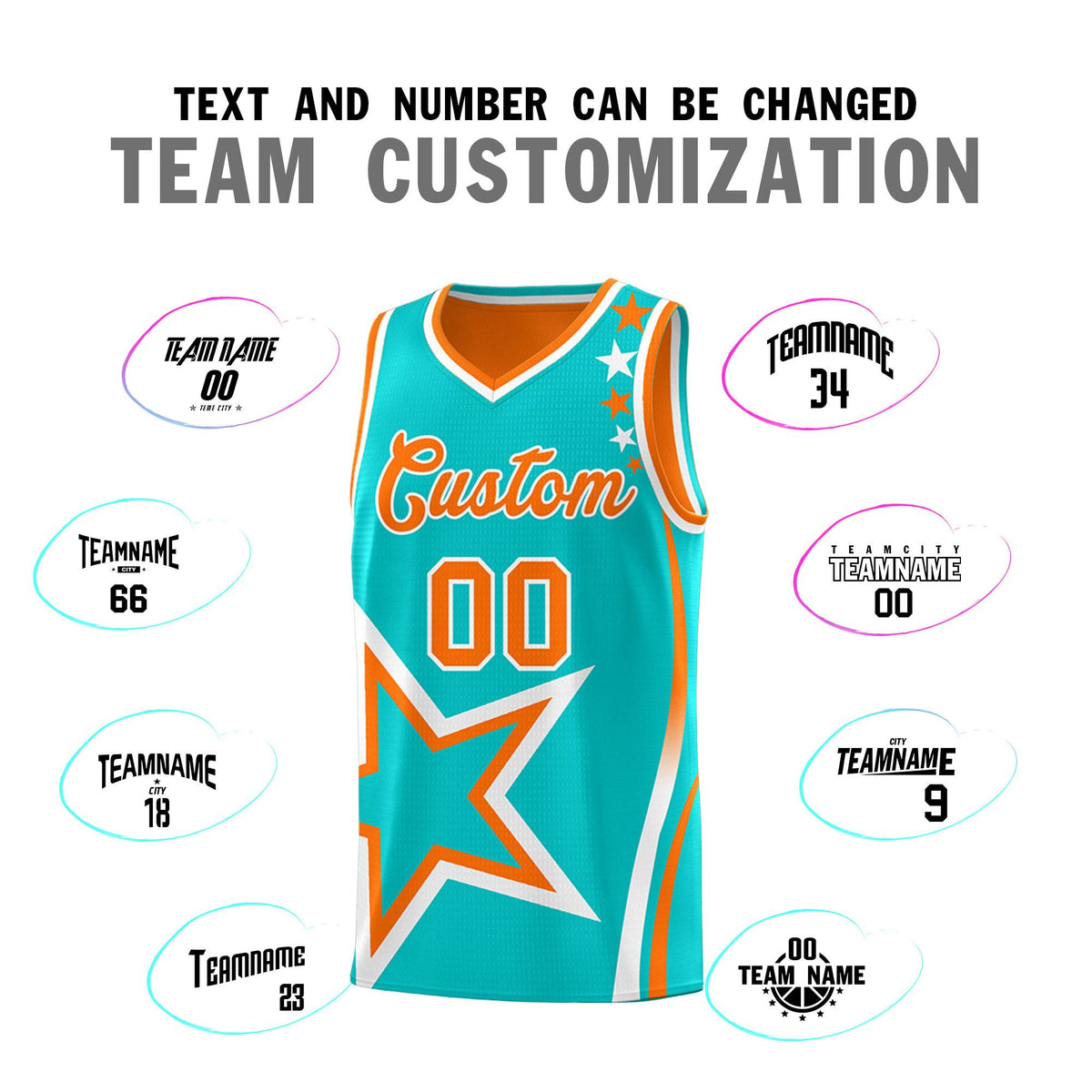 Custom Orange Bright Green Reversible Color Block Start Pattern Sports Uniform Basketball Jersey Kits