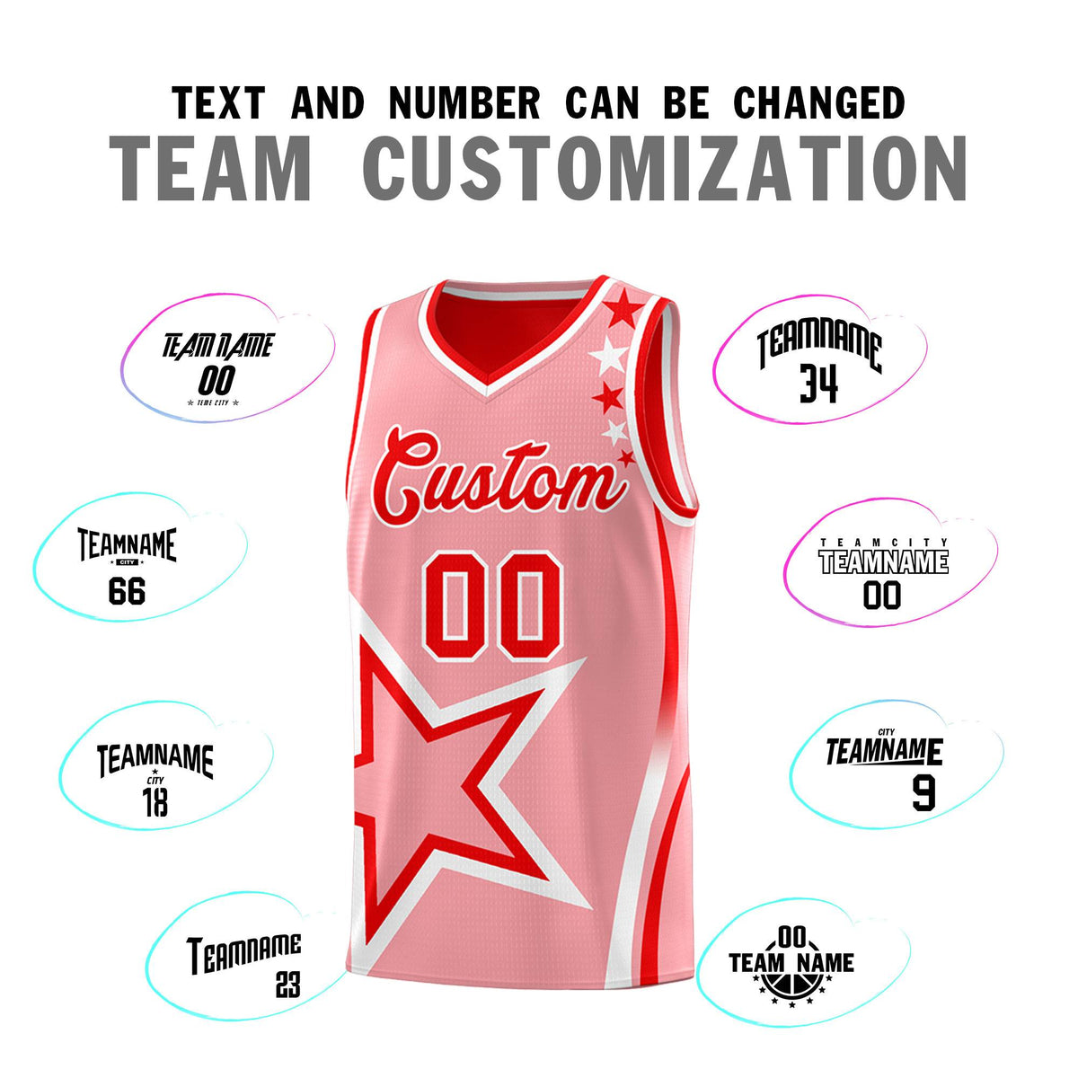 Custom Red Light Red Reversible Color Block Start Pattern Sports Uniform Basketball Jersey Kits