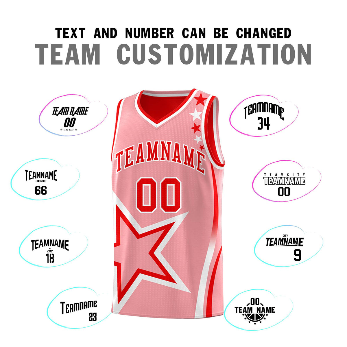 Custom Red Light Red Reversible Color Block Start Pattern Sports Uniform Basketball Jersey Kits