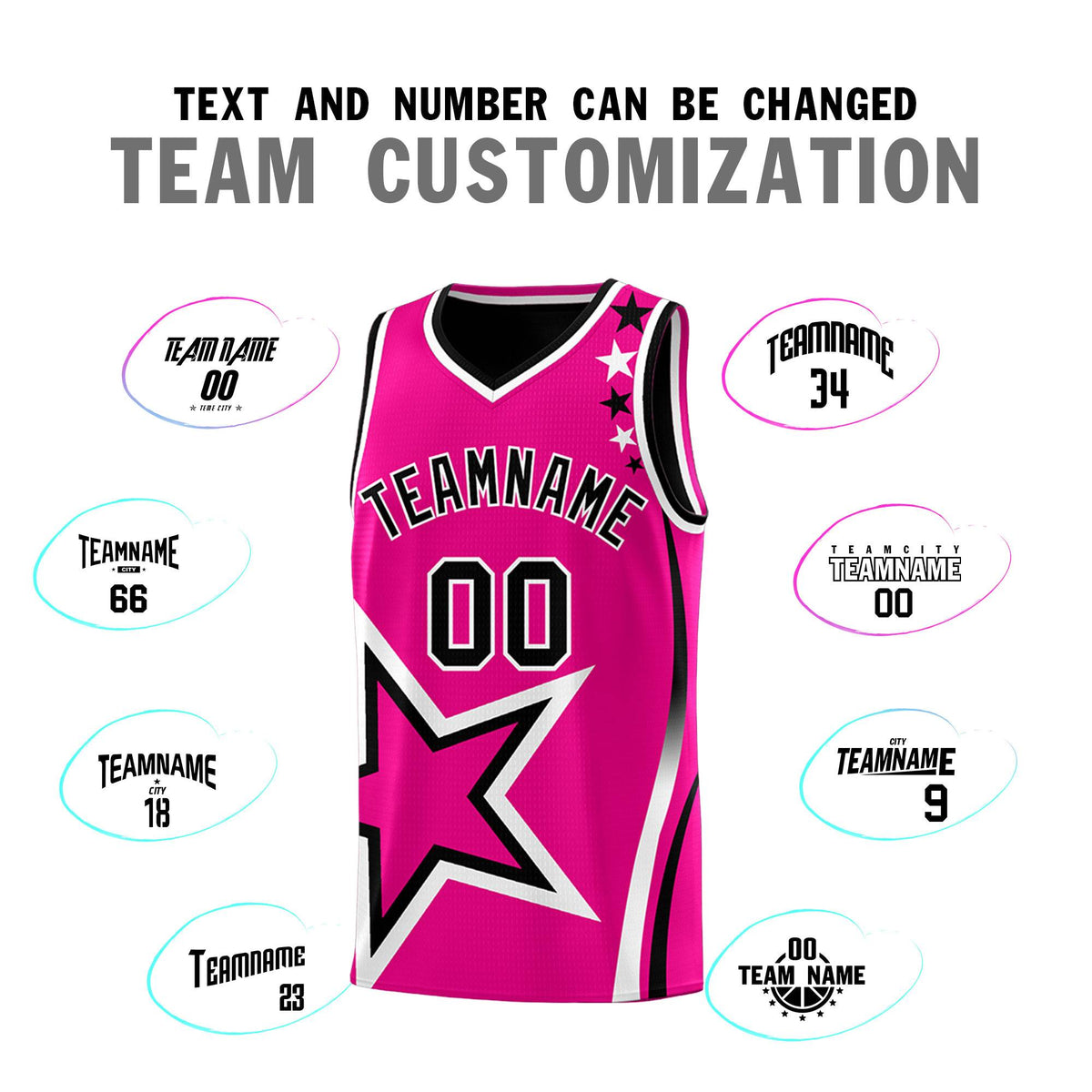 Custom Black Rose red Reversible Color Block Start Pattern Sports Uniform Basketball Jersey Kits