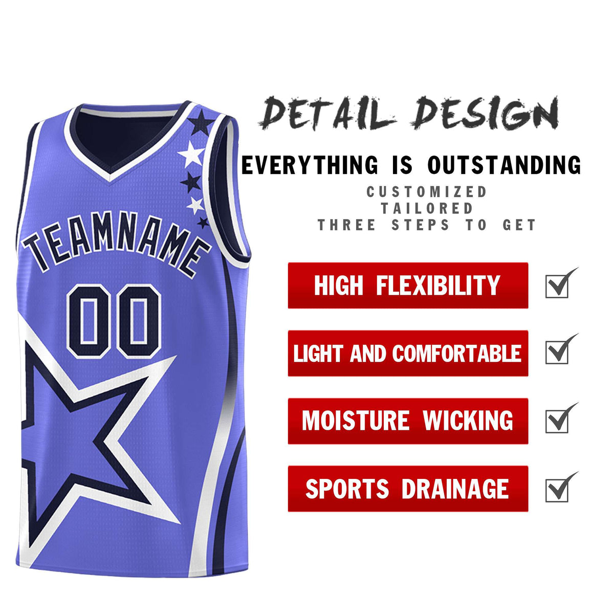 Custom Royal Purple Reversible Color Block Start Pattern Sports Uniform Basketball Jersey Kits