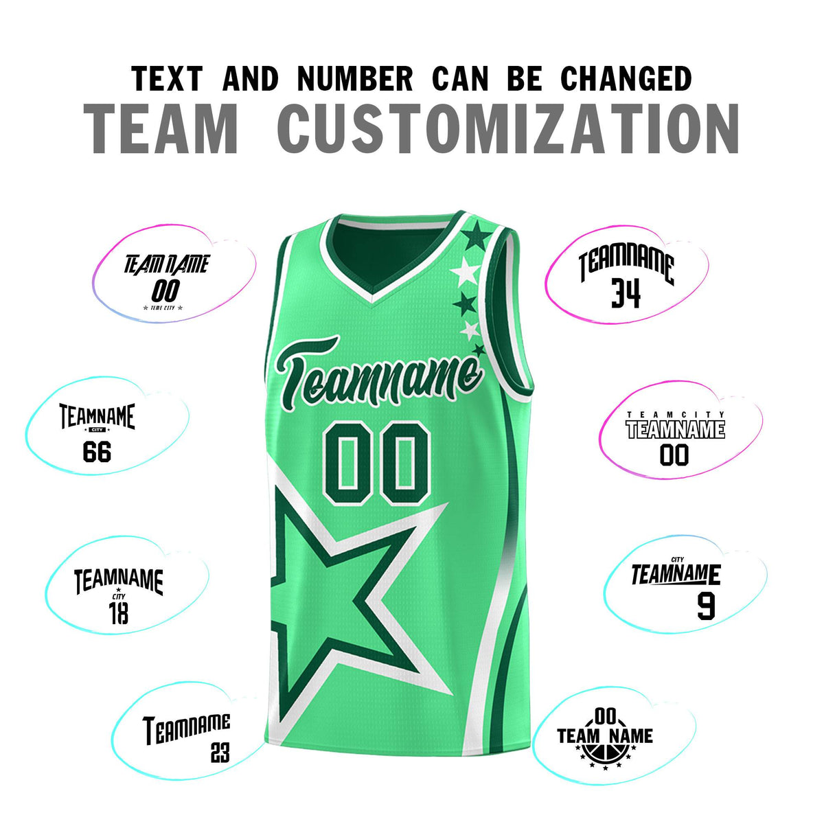 Custom Green Light Green Reversible Color Block Start Pattern Sports Uniform Basketball Jersey Kits
