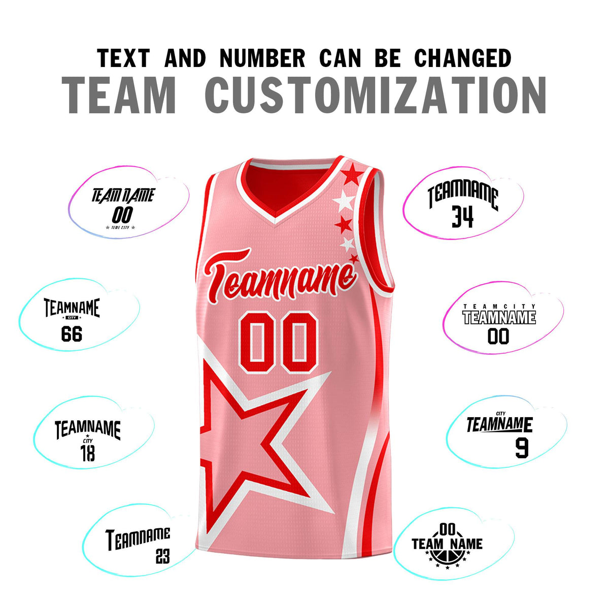 Custom Red Light Red Reversible Color Block Start Pattern Sports Uniform Basketball Jersey Kits