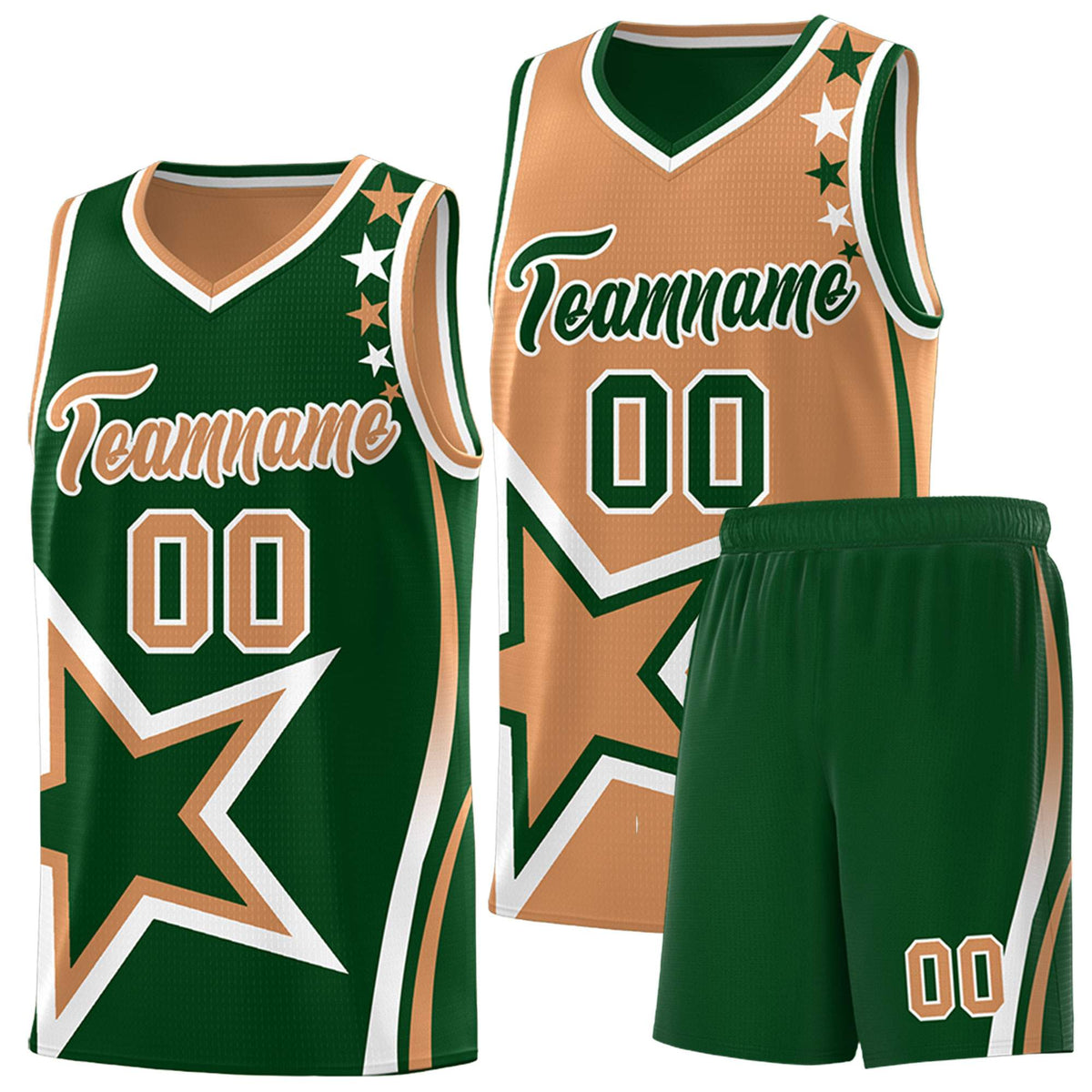 Custom Midnight Green Desert Yellow Reversible Color Block Start Pattern Sports Uniform Basketball Jersey Kits
