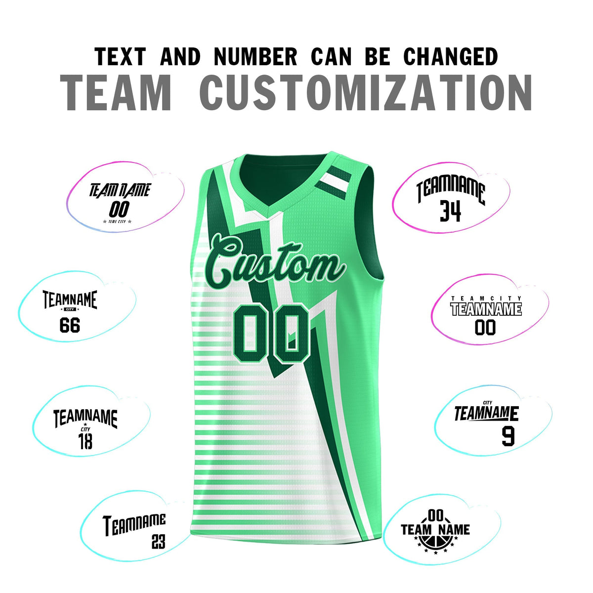 Custom Kelly Green Green White Gradient Stripes Lightning Pattern Reversible Sets Basketball Jersey| KXKSHOP