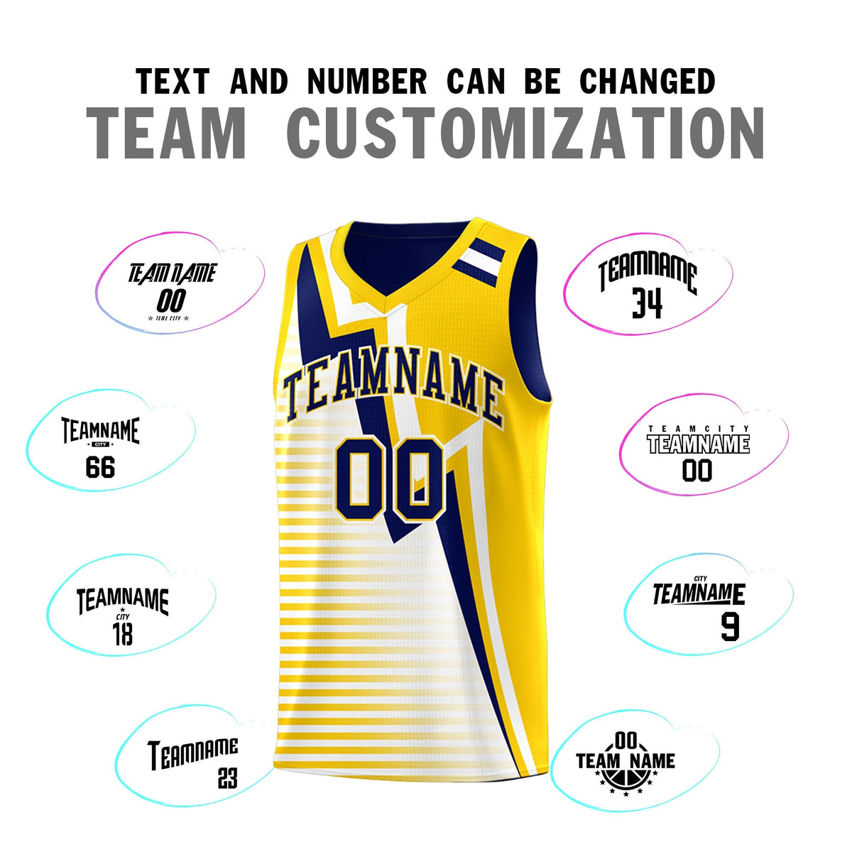 Custom Navy Gold White Gradient Stripes Lightning Pattern Reversible Sets Basketball Jersey| KXKSHOP