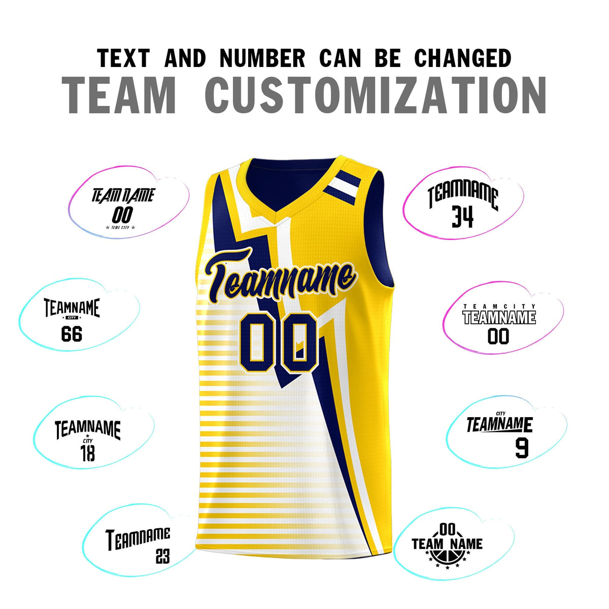 Custom Navy Gold White Gradient Stripes Lightning Pattern Reversible Sets Basketball Jersey| KXKSHOP