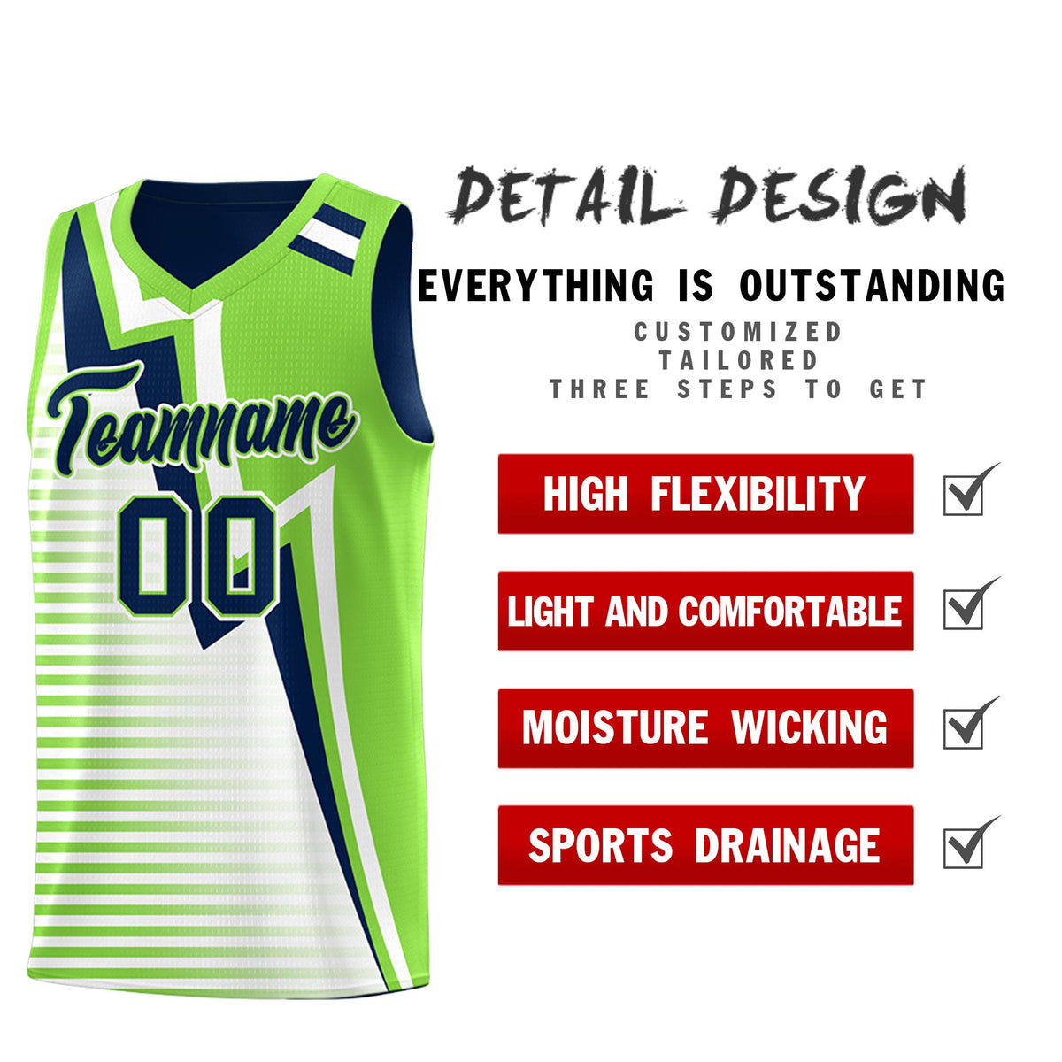 Custom Navy Fluorescent Green White Gradient Stripes Lightning Pattern Reversible Sets Basketball Jersey| KXKSHOP