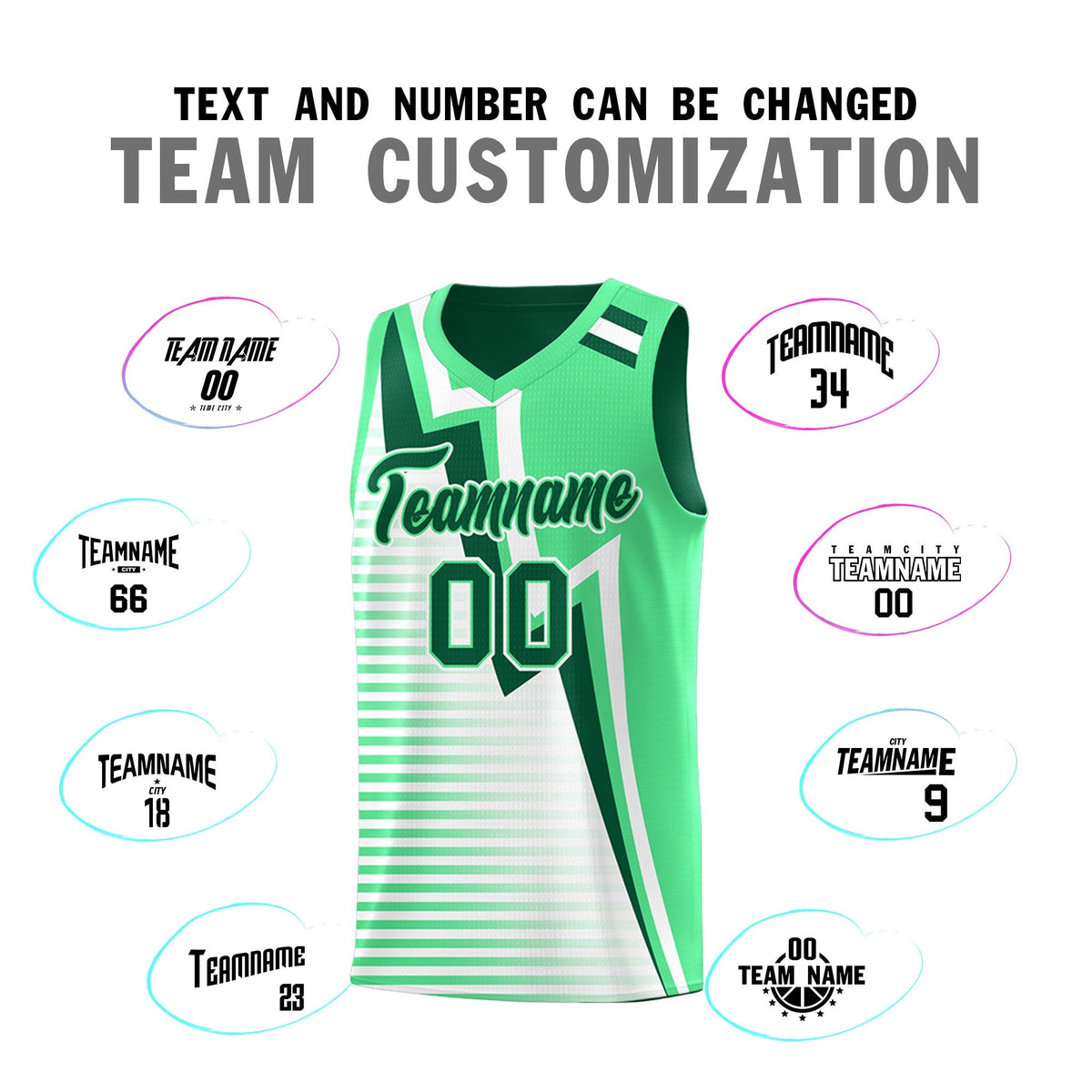 Custom Kelly Green Green White Gradient Stripes Lightning Pattern Reversible Sets Basketball Jersey| KXKSHOP