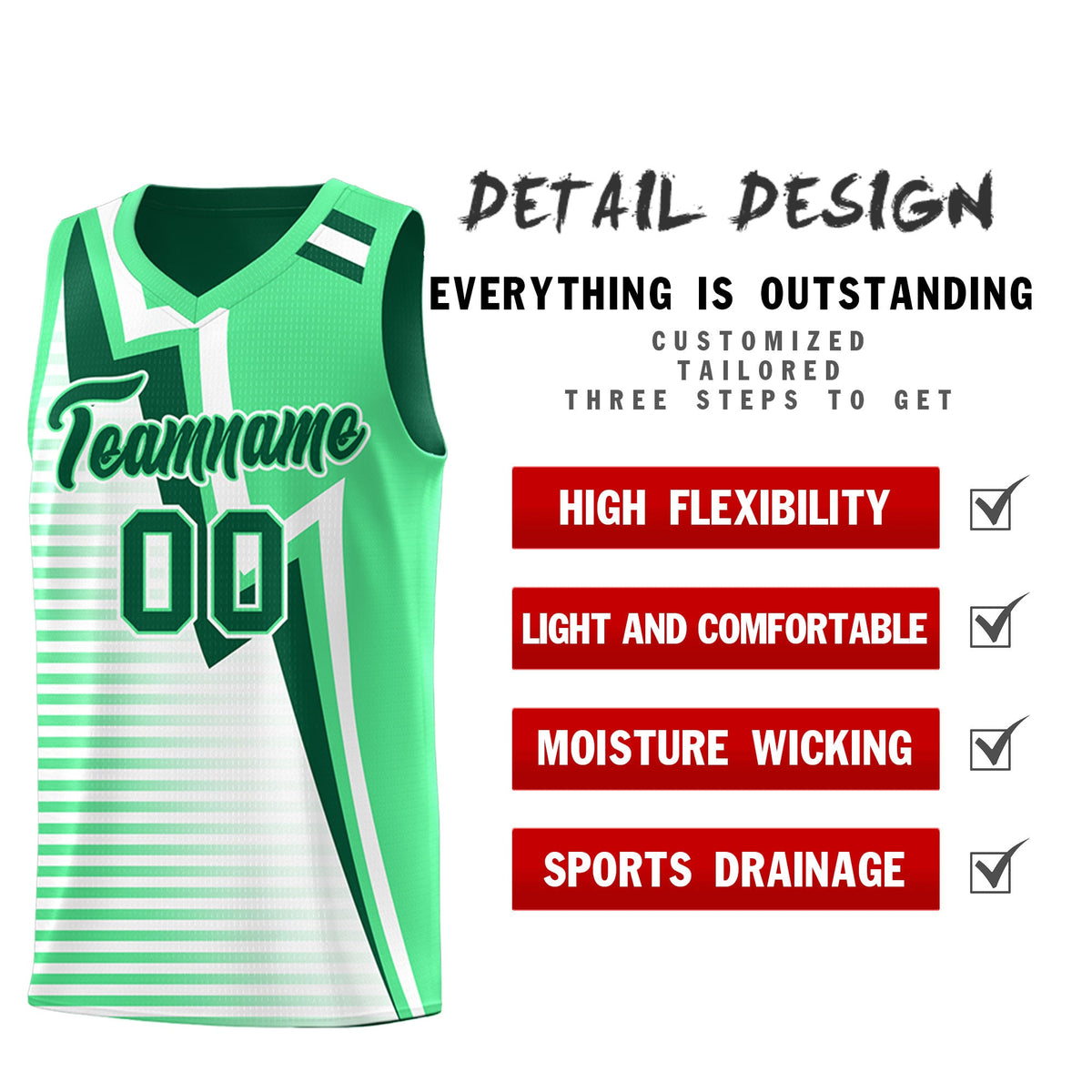Custom Kelly Green Green White Gradient Stripes Lightning Pattern Reversible Sets Basketball Jersey| KXKSHOP