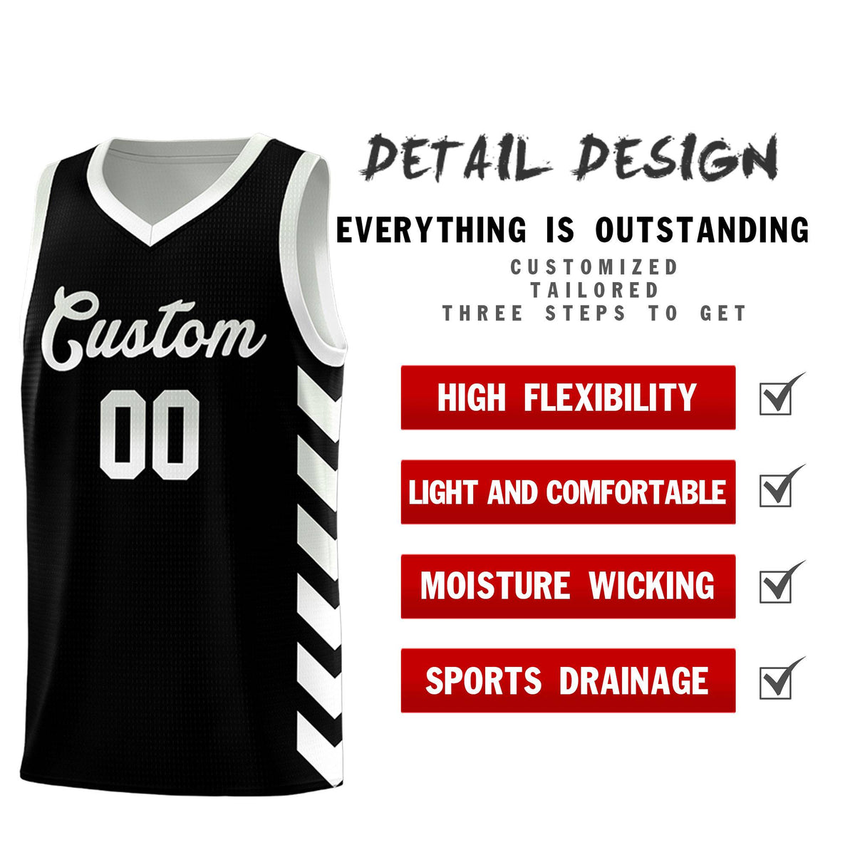 Custom White Black Reversible Basketball Jersey Kits - Side Arrow Black Gray Gradient