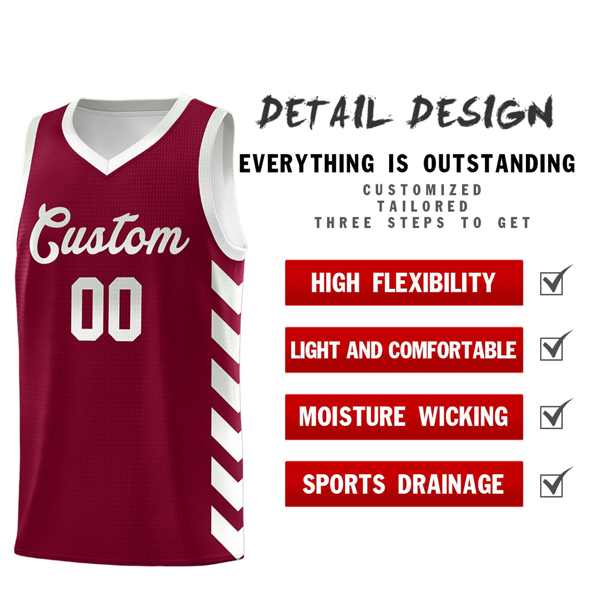 Custom White Crimson Reversible Basketball Jersey Kits - Side Arrow Crimson Gray Gradient