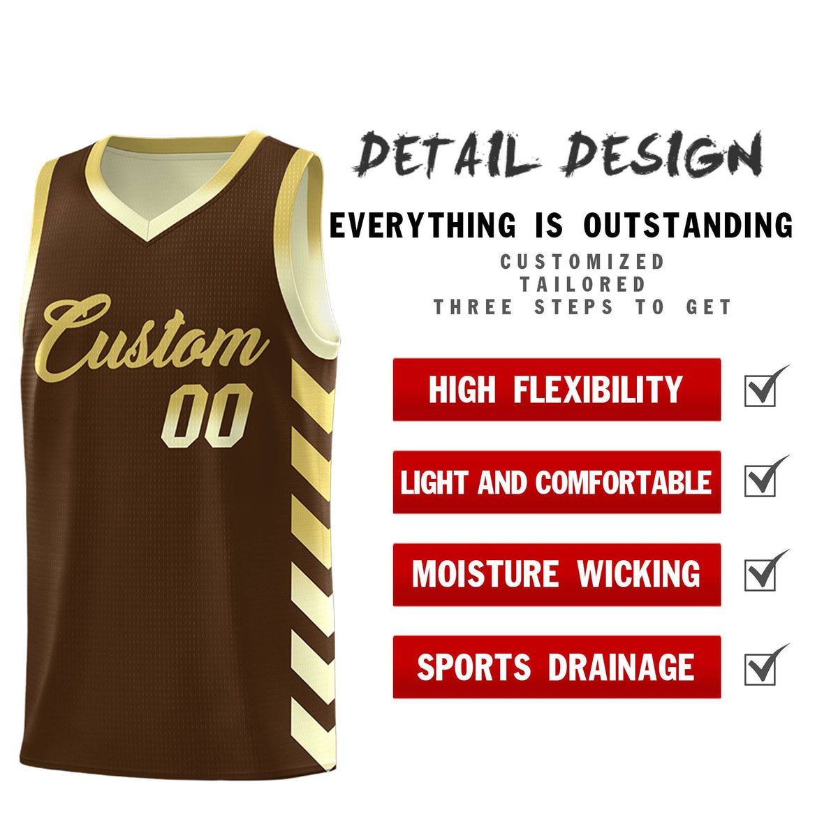 Custom Cream Brown Reversible Basketball Jersey Kits - Side Arrow Old Gold Brown Gradient