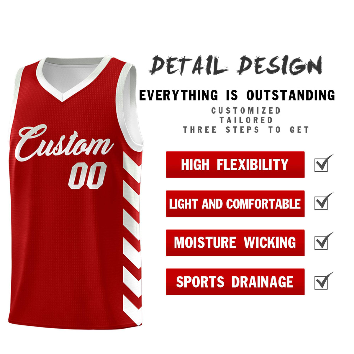 Custom White Red Reversible Basketball Jersey Kits - Side Arrow Red Gray Gradient