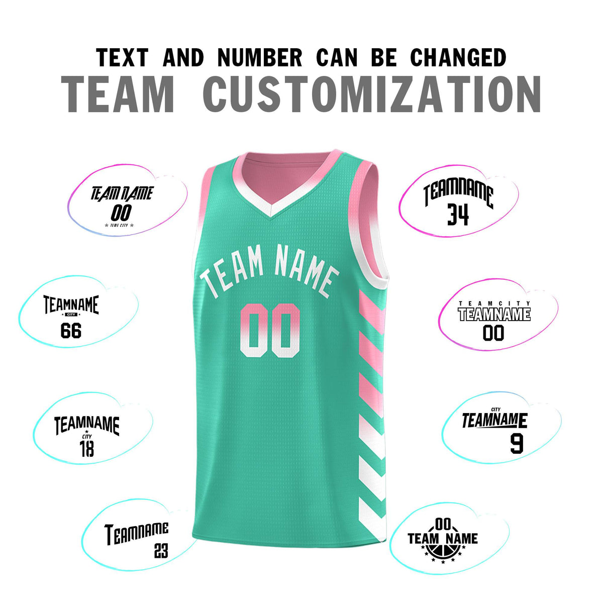Custom Light Pink Bright Green Reversible Basketball Jersey Kits - Side Arrow Bright Green White Gradient