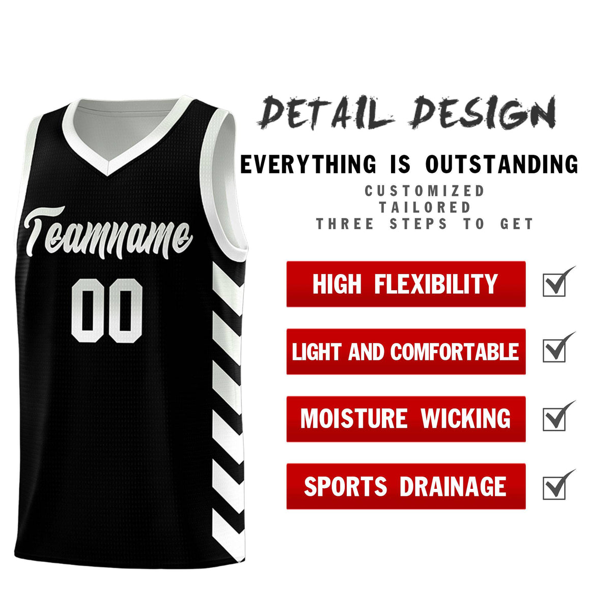 Custom White Black Reversible Basketball Jersey Kits - Side Arrow Black Gray Gradient