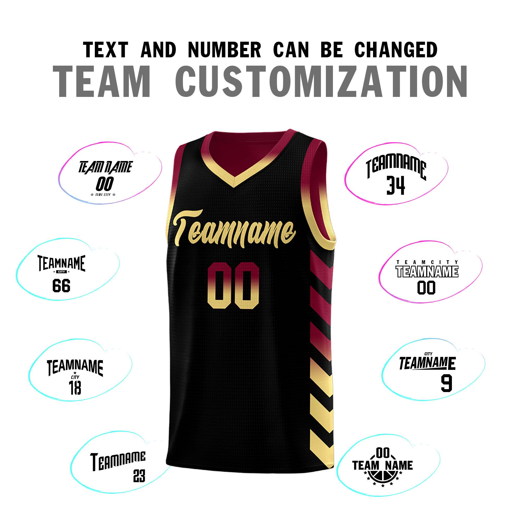 Custom Crimson Black Reversible Basketball Jersey Kits - Side Arrow Black Khaki Gradient