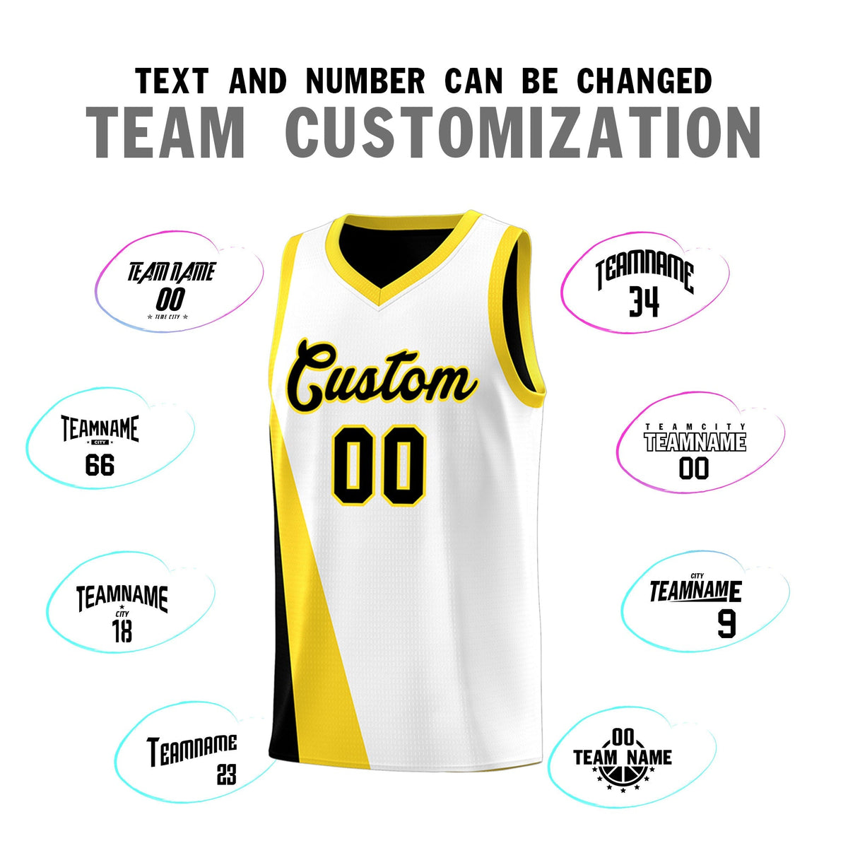 Custom White Black Slanting Two Lines Color Block Sports Uniform Basketball Jersey