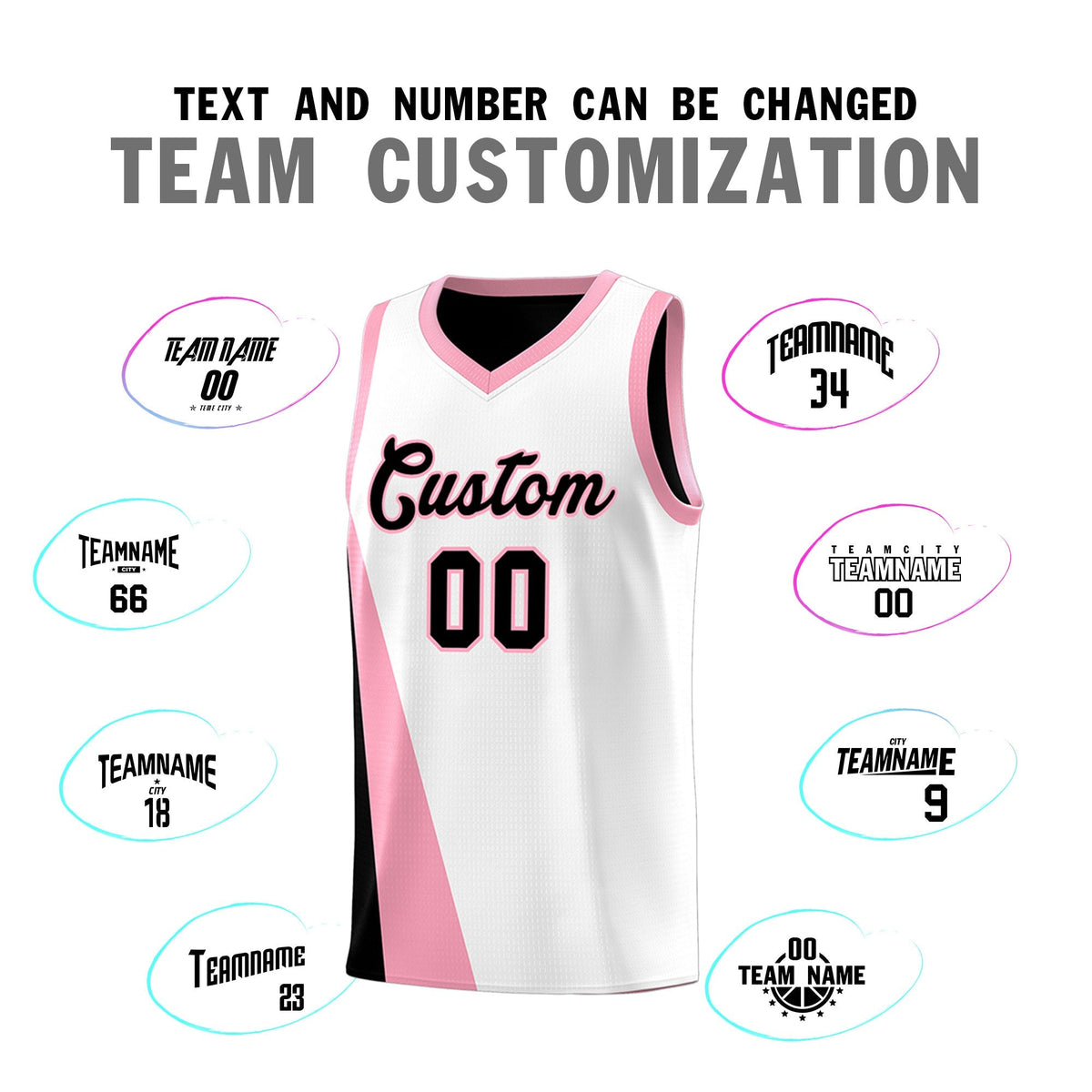 Custom White Black Slanting Two Lines Color Block Sports Uniform Basketball Jersey