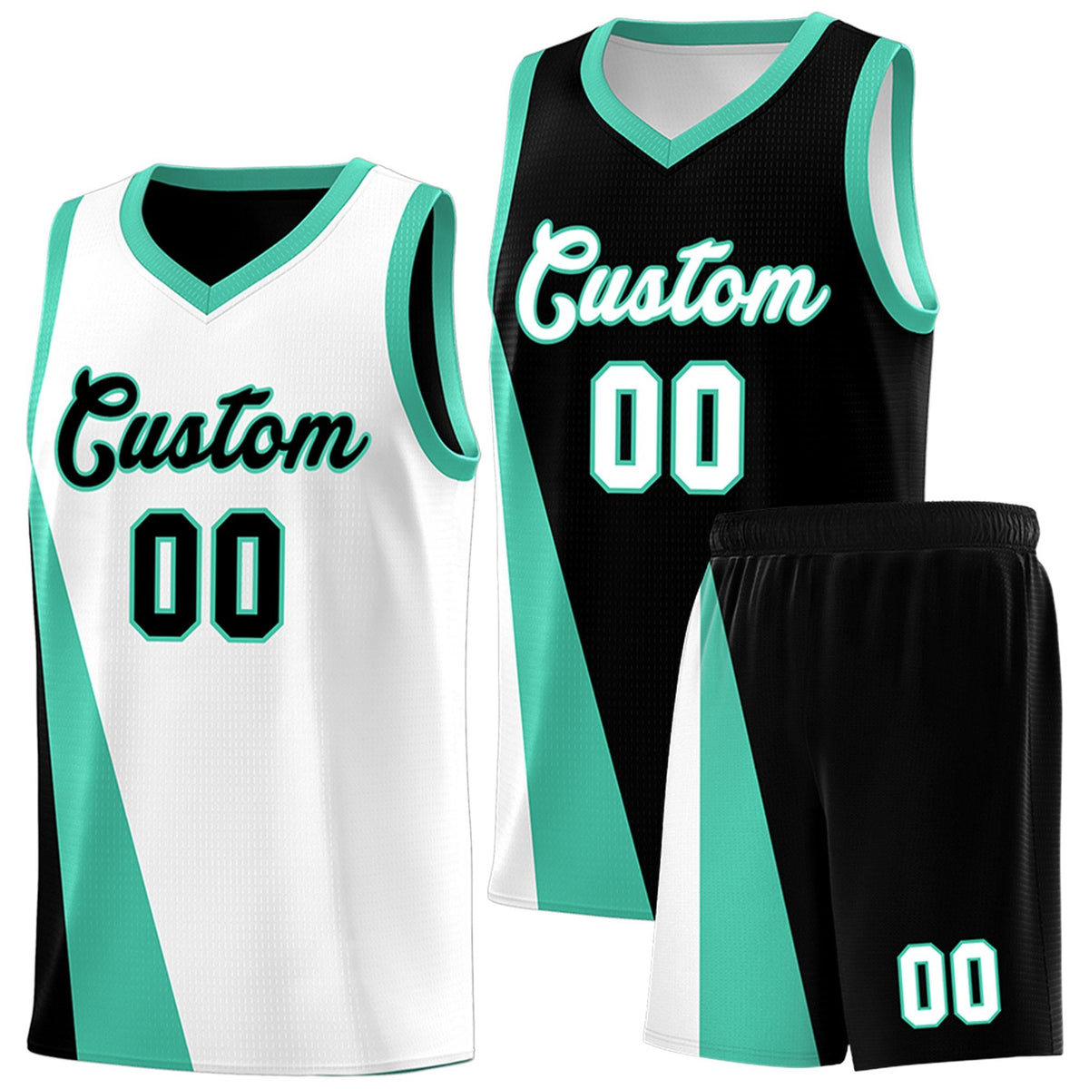 Custom White Black Slanting Two Lines Color Block Sports Uniform Basketball Jersey