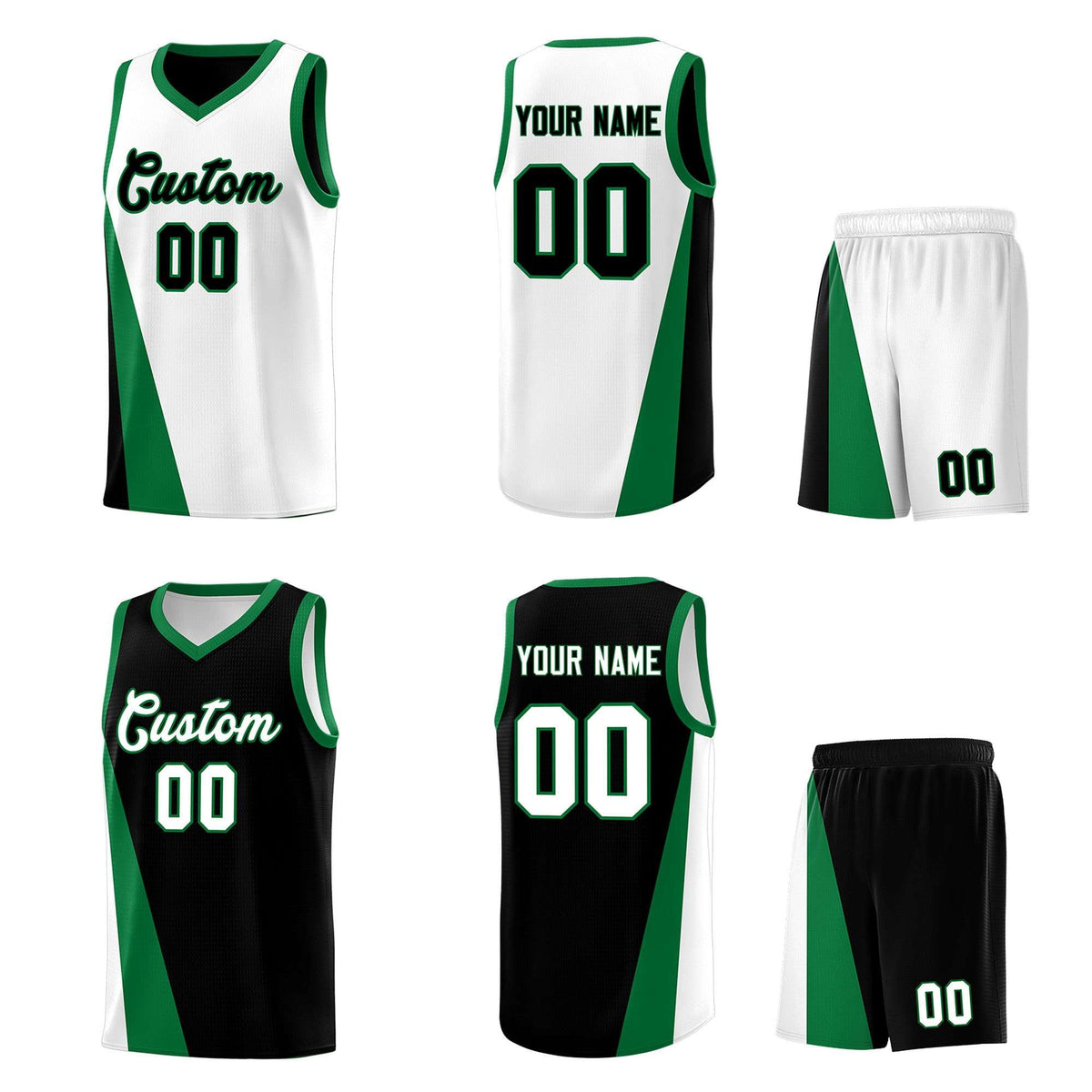 Custom White Black Slanting Two Lines Color Block Sports Uniform Basketball Jersey