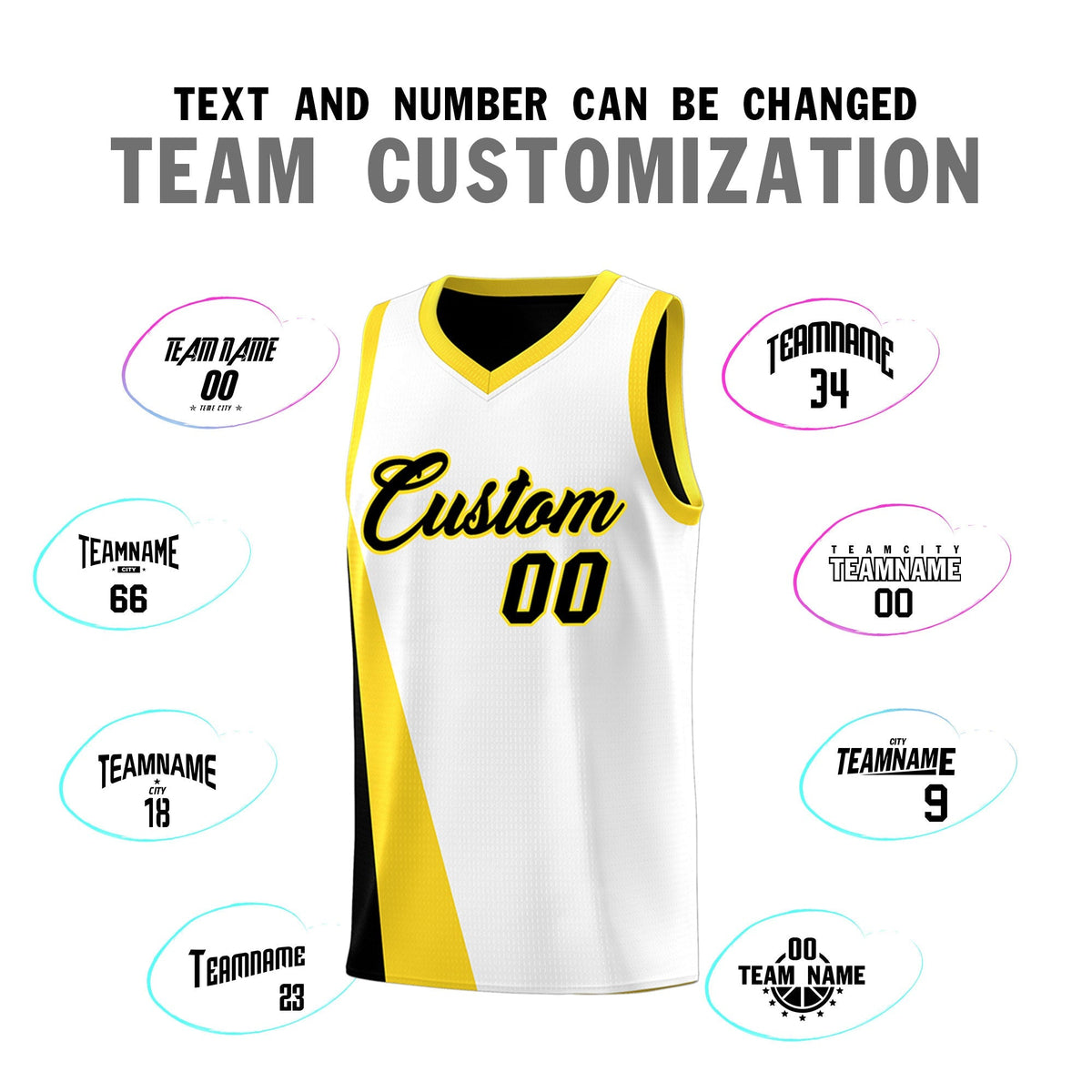Custom White Black Slanting Two Lines Color Block Sports Uniform Basketball Jersey
