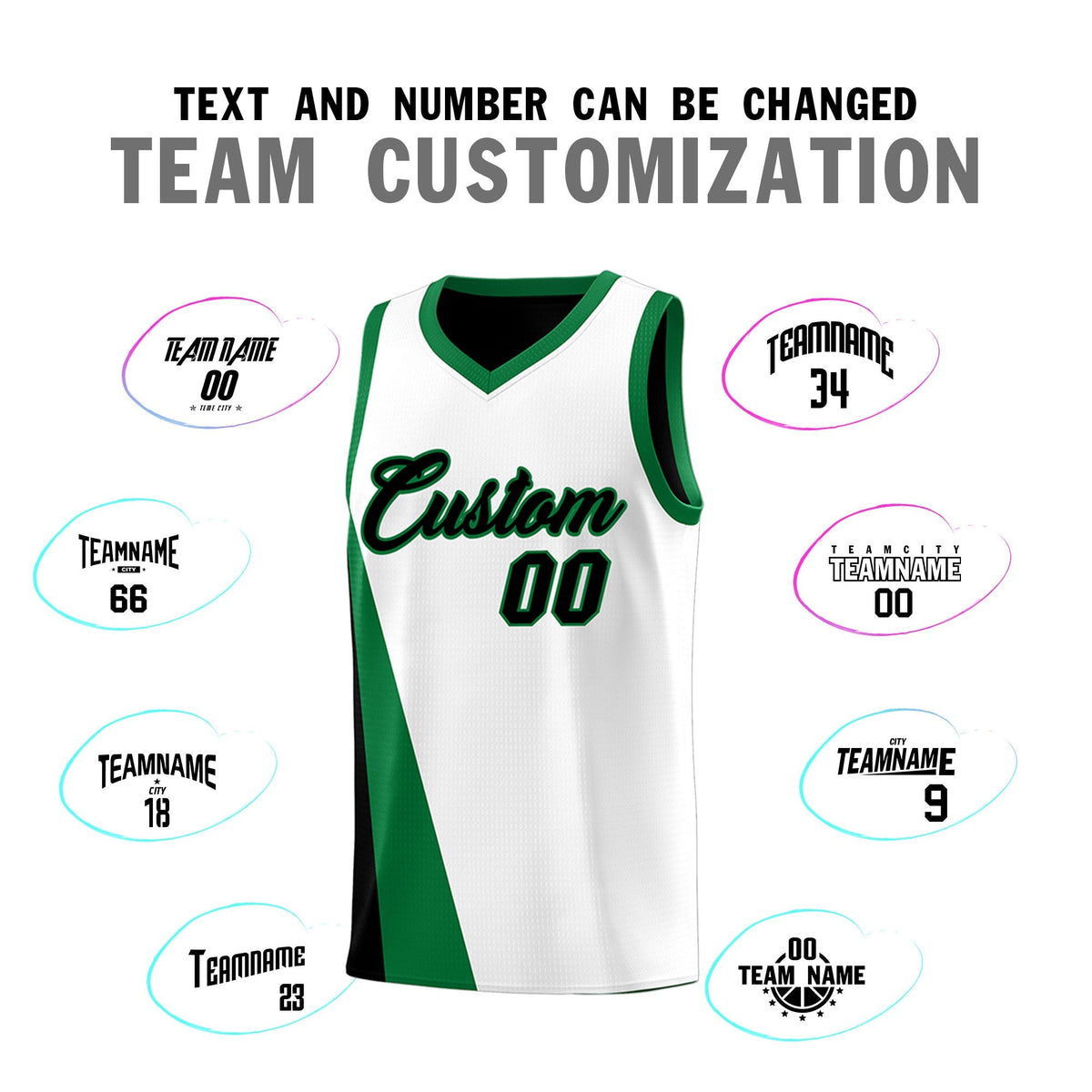 Custom White Black Slanting Two Lines Color Block Sports Uniform Basketball Jersey