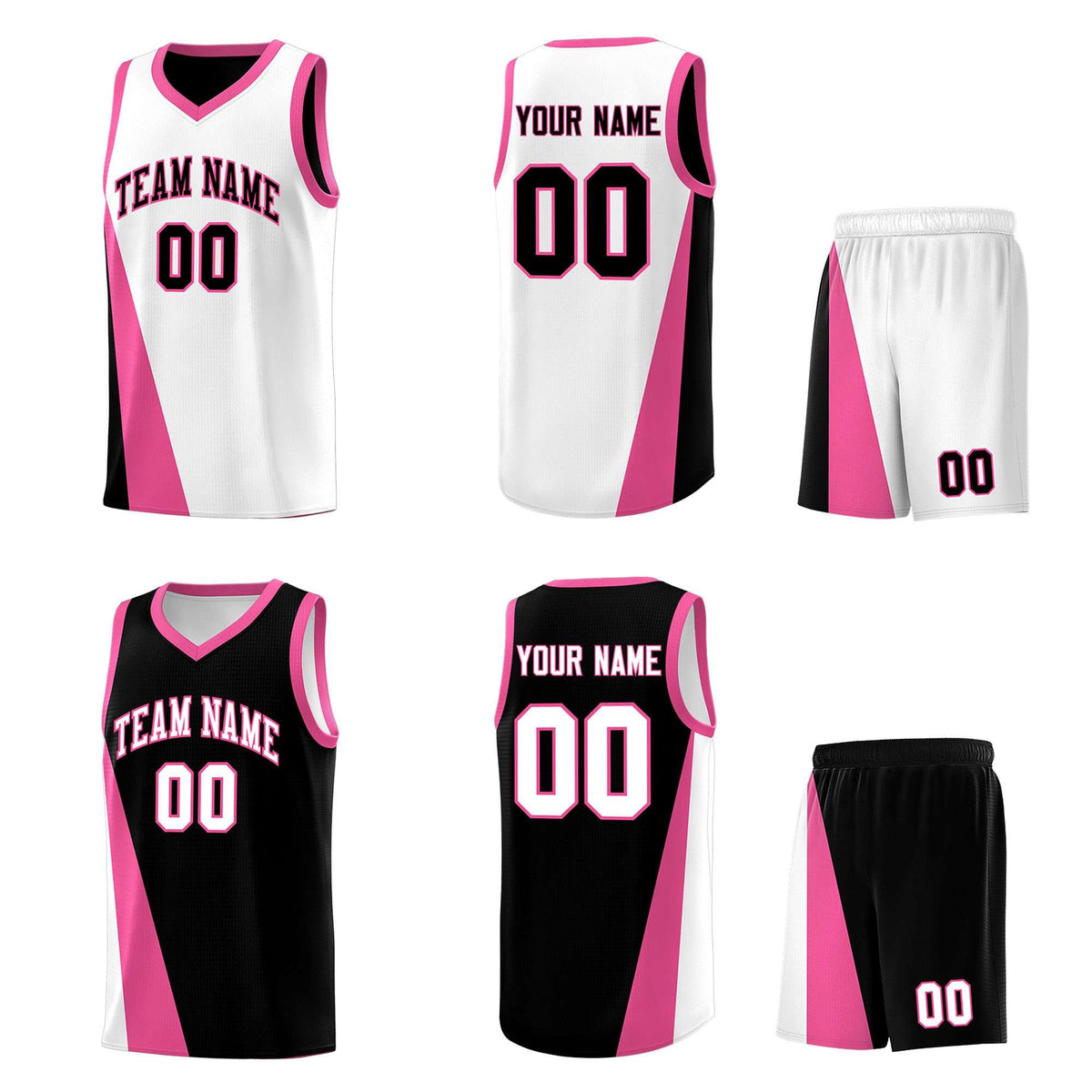 Custom White Black Slanting Two Lines Color Block Sports Uniform Basketball Jersey