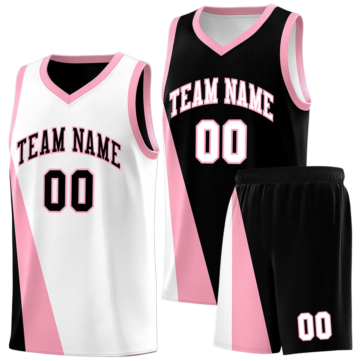 Custom White Black Slanting Two Lines Color Block Sports Uniform Basketball Jersey