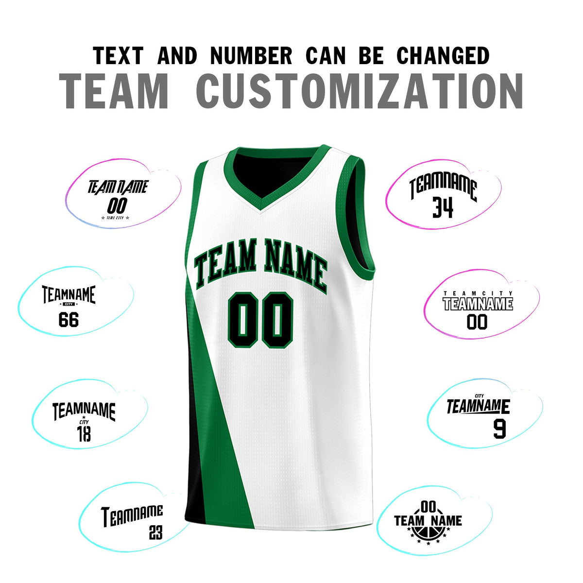 Custom White Black Slanting Two Lines Color Block Sports Uniform Basketball Jersey