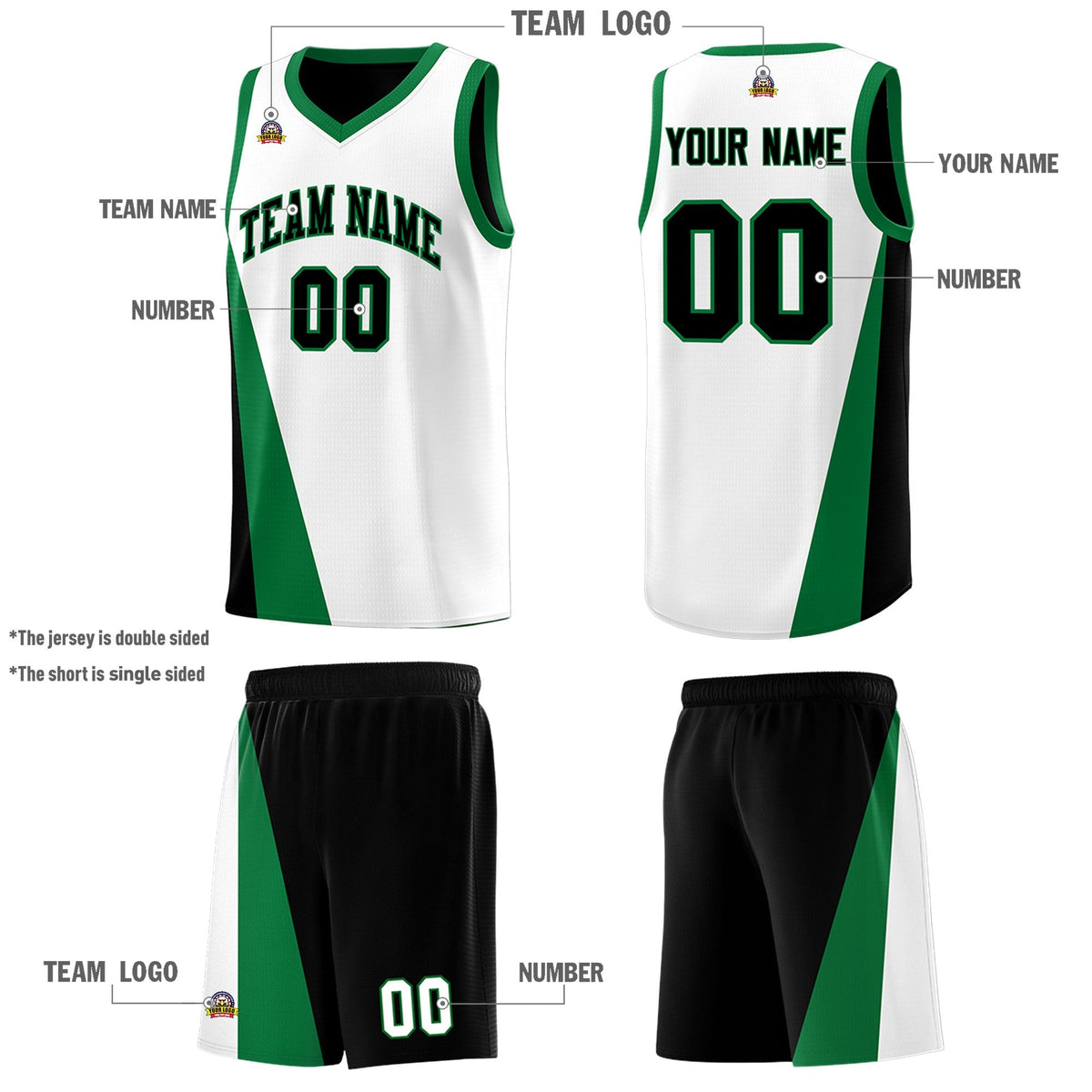 Custom White Black Slanting Two Lines Color Block Sports Uniform Basketball Jersey