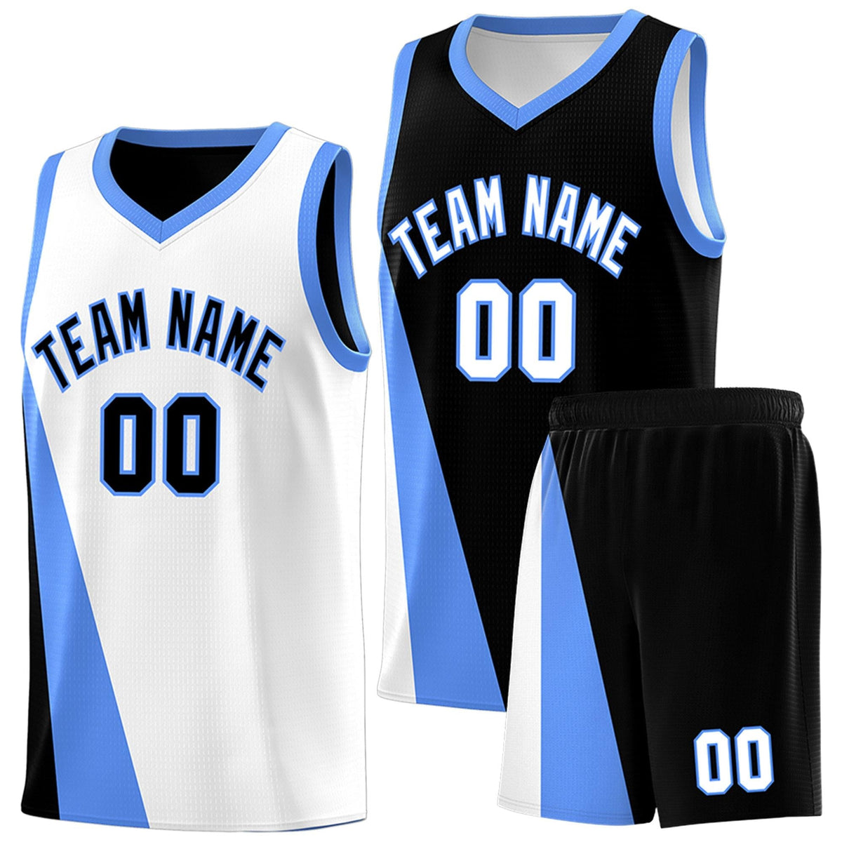 Custom White Black Slanting Two Lines Color Block Sports Uniform Basketball Jersey