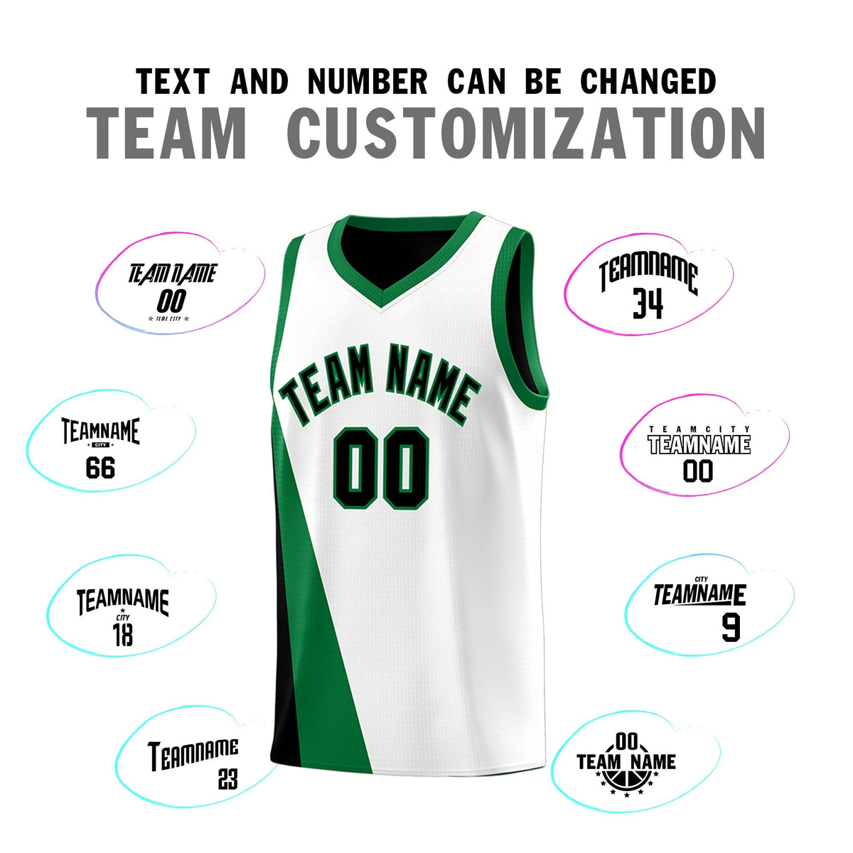Custom White Black Slanting Two Lines Color Block Sports Uniform Basketball Jersey