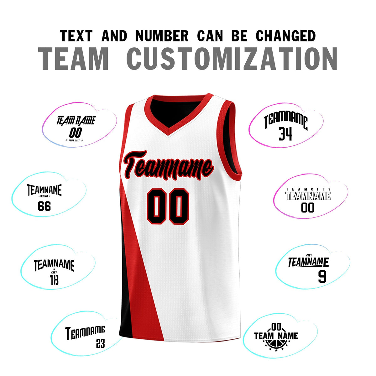 Custom White Black Slanting Two Lines Color Block Sports Uniform Basketball Jersey