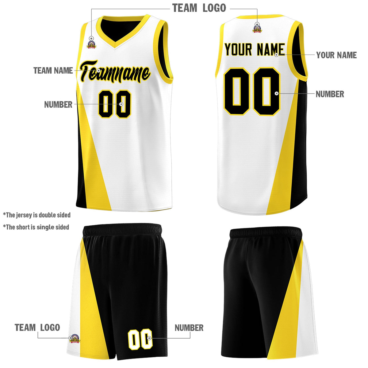Custom White Black Slanting Two Lines Color Block Sports Uniform Basketball Jersey