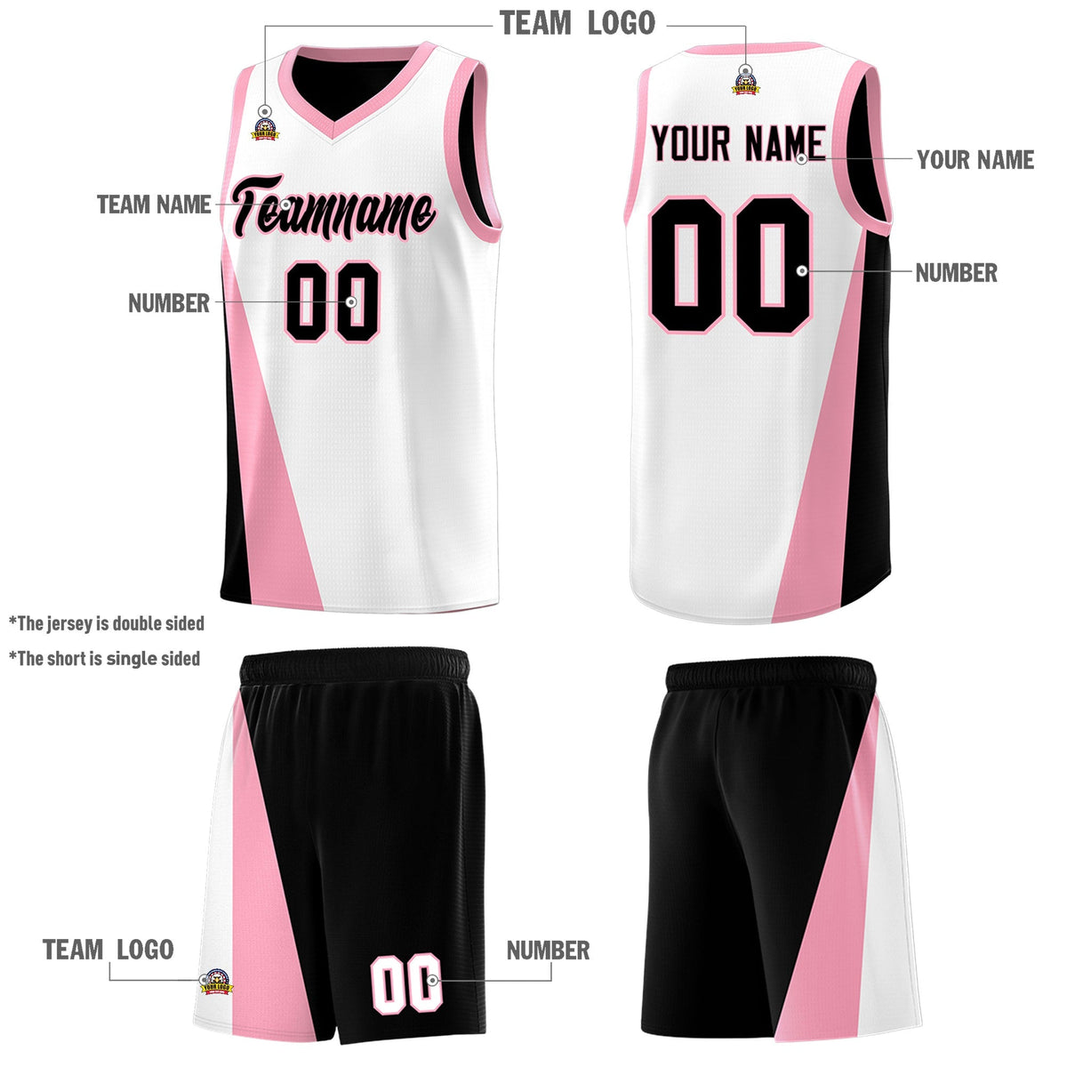 Custom White Black Slanting Two Lines Color Block Sports Uniform Basketball Jersey