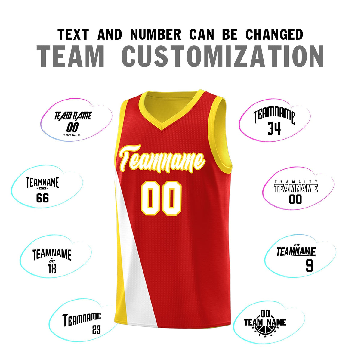 Custom Red Gold Slanting Two Lines Color Block Sports Uniform Basketball Jersey