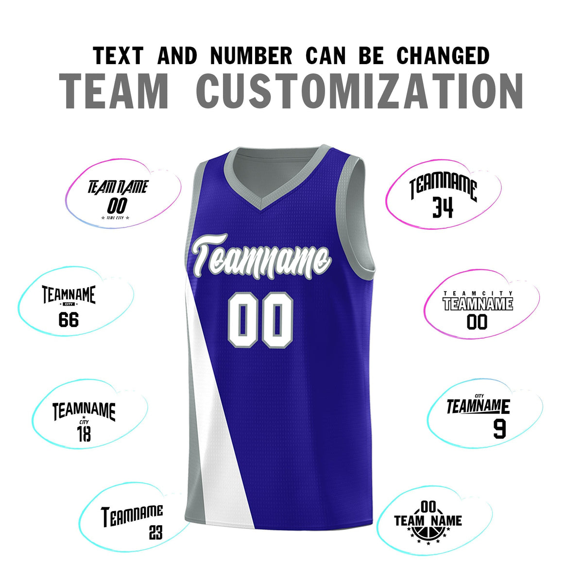 Custom Royal Gray Slanting Two Lines Color Block Sports Uniform Basketball Jersey