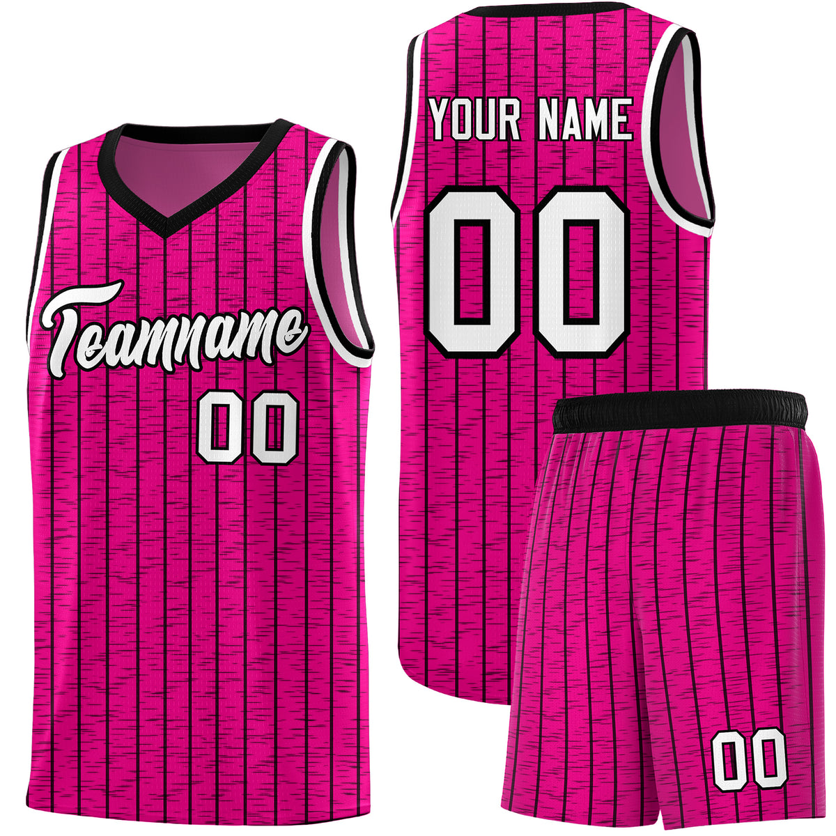 Custom Pink Custom Gray Pinstripe Retro Sets Uniform Basketball Jersey