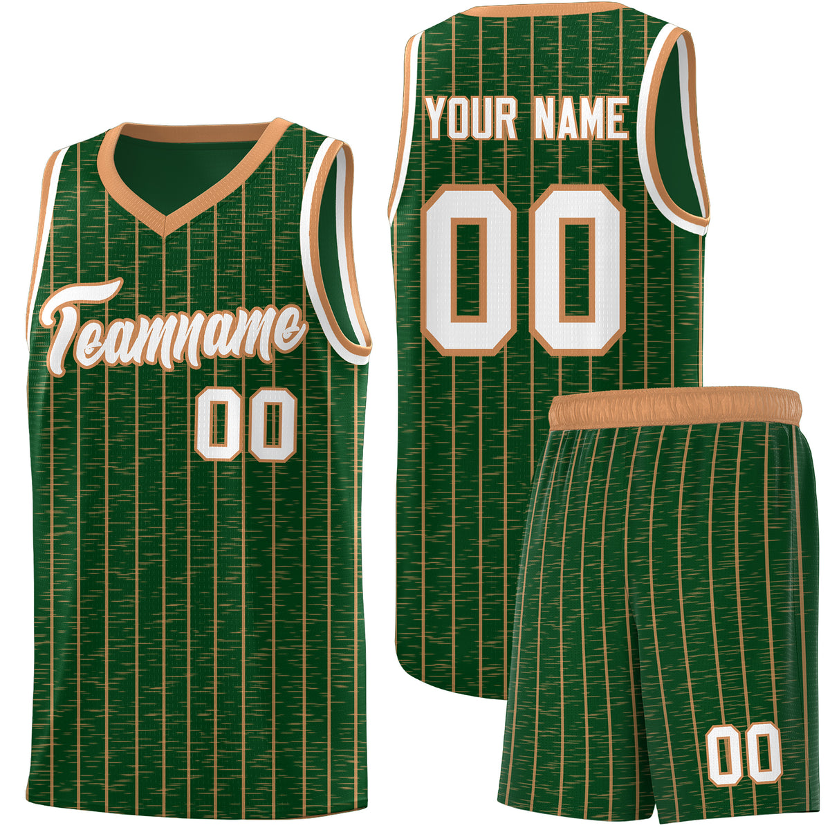 Custom Green Custom Gray Pinstripe Retro Sets Uniform Basketball Jersey