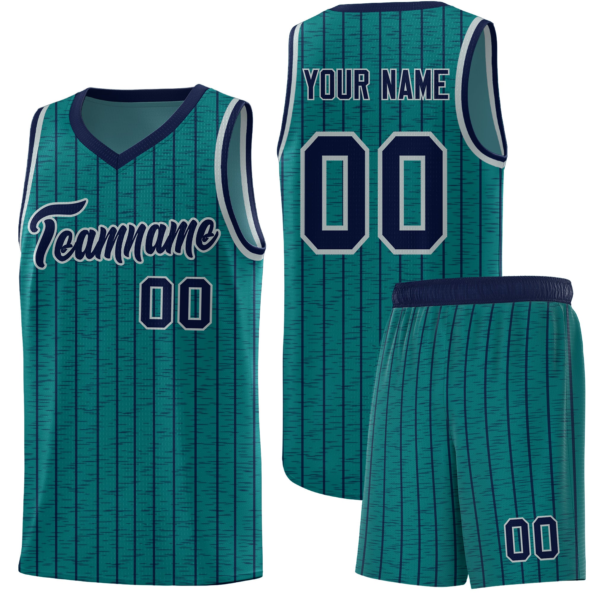 Custom Teal Custom Gray Pinstripe Retro Sets Uniform Basketball Jersey