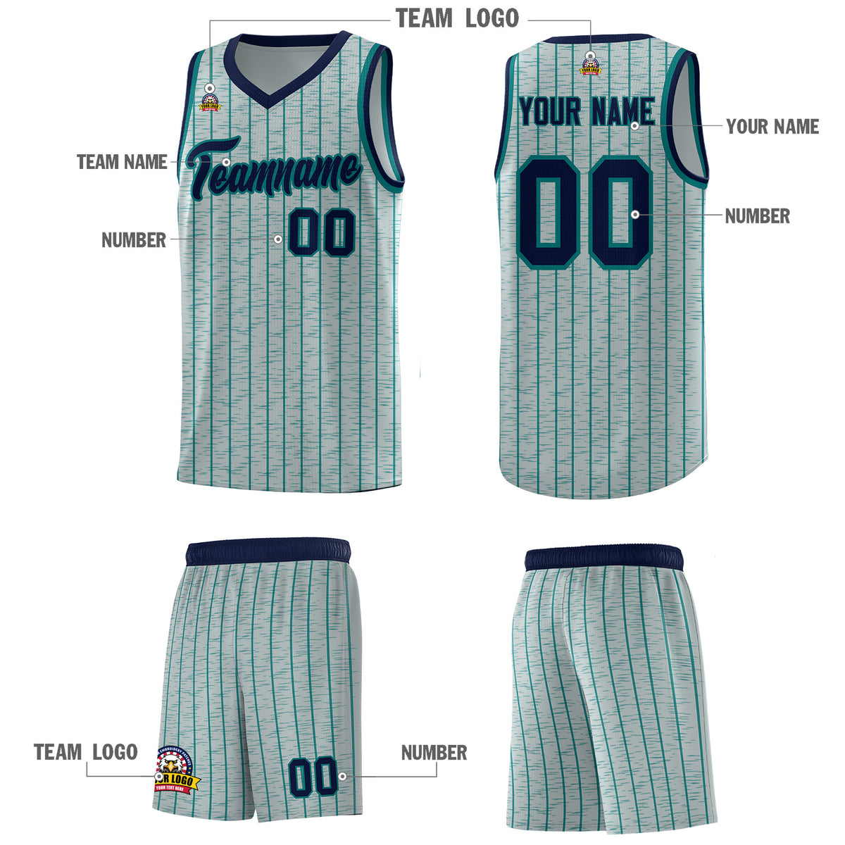 Custom Gray Custom Gray Pinstripe Retro Sets Uniform Basketball Jersey